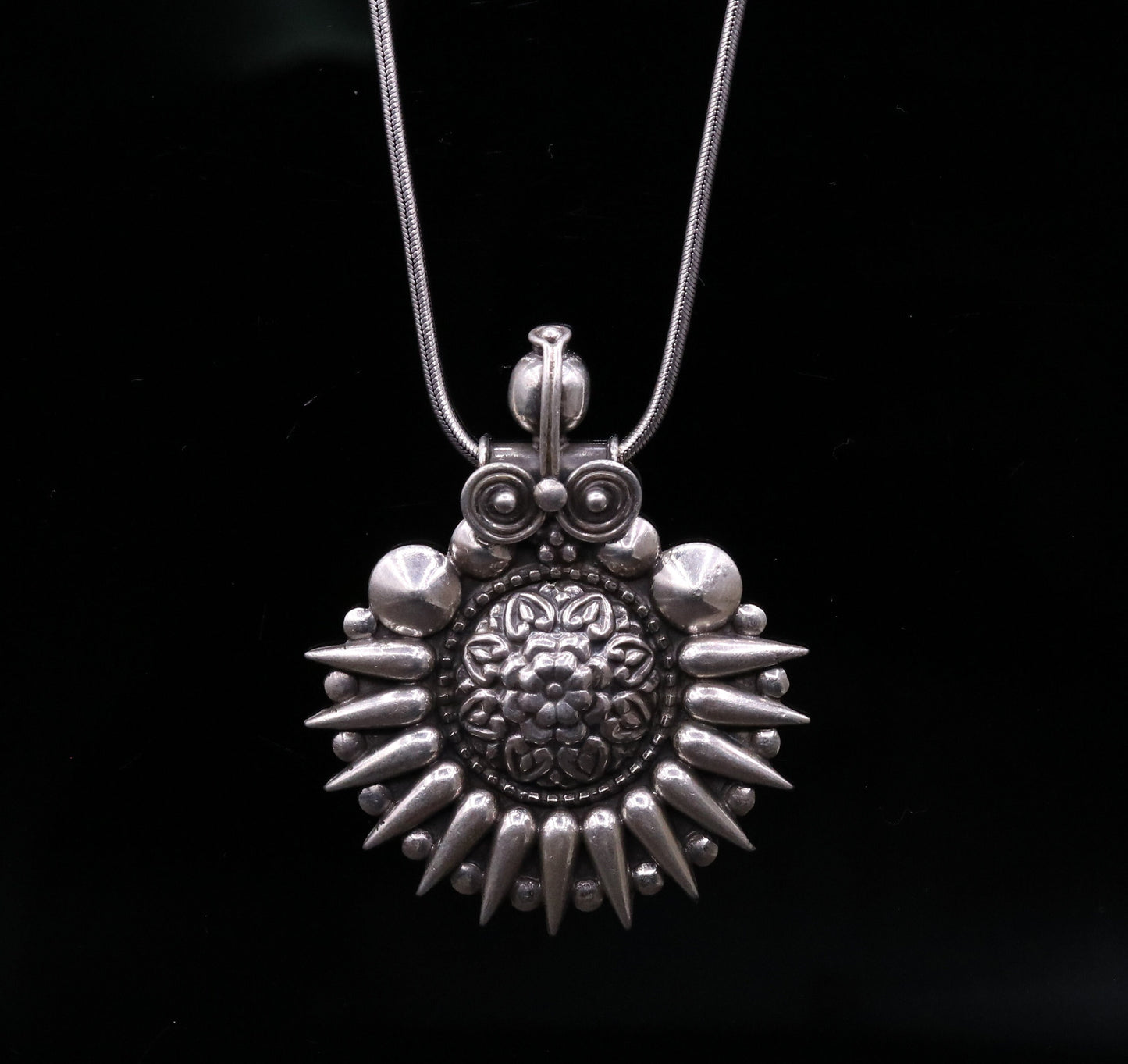 925 sterling silver handmade pendant, excellent vintage design oxidized pendant necklace, ethnic belly dance Bohemian tribal jewelry nsp339 - TRIBAL ORNAMENTS