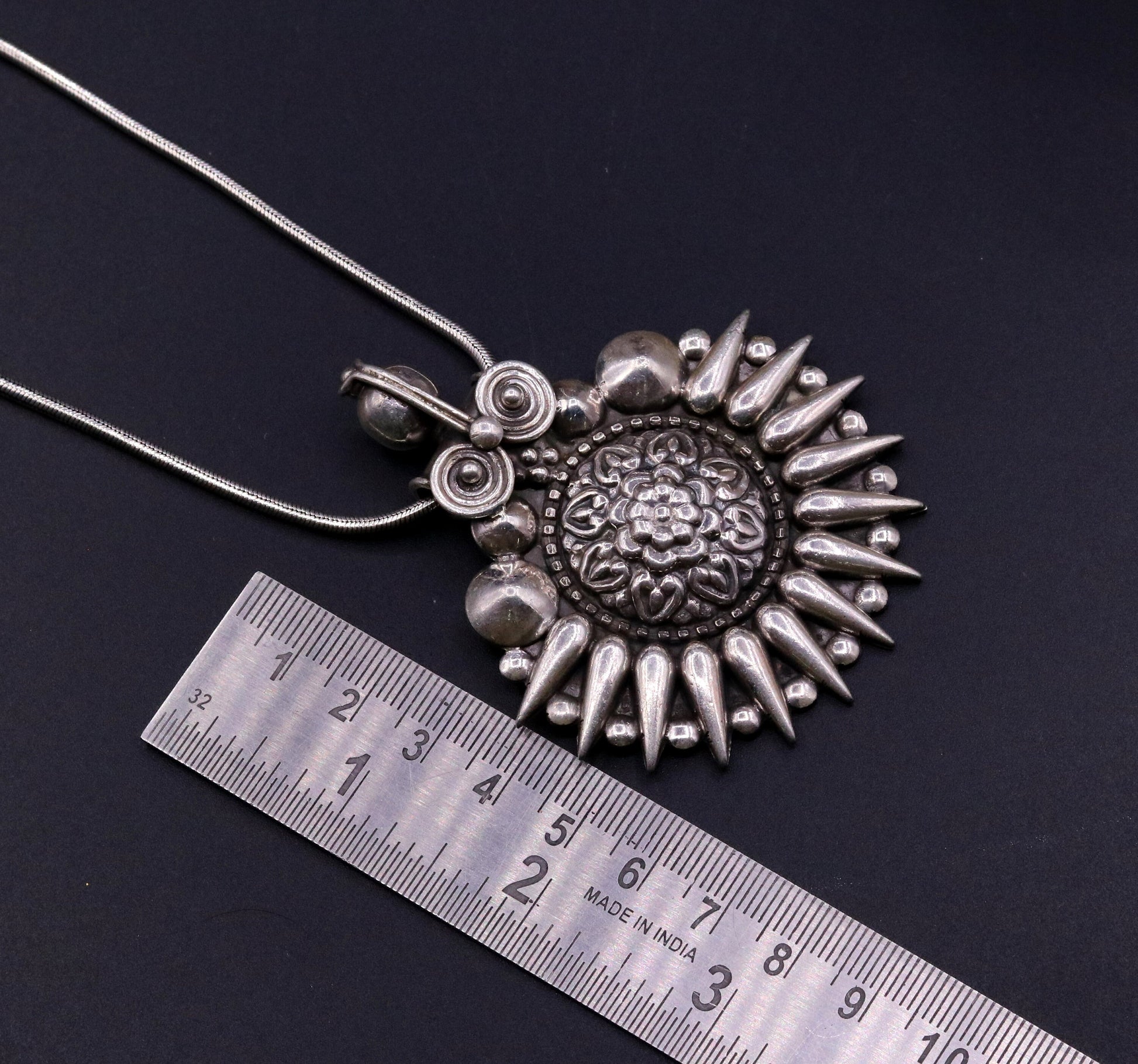 925 sterling silver handmade pendant, excellent vintage design oxidized pendant necklace, ethnic belly dance Bohemian tribal jewelry nsp339 - TRIBAL ORNAMENTS