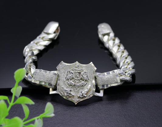 Vintage design solid 925 sterling silver handmade gorgeous Rajput 'Ranbanka Rathore' logo bracelet excellent gifting jewelry sbr0154