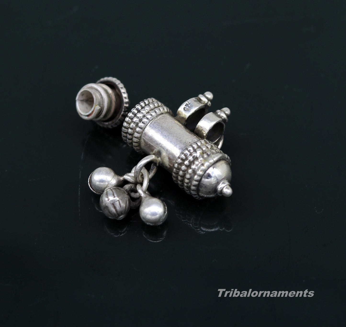 925 sterling silver handmade trendy customized amulet pendant with gorgeous hanging bells, excellent personalized gifting jewelry nsp371 - TRIBAL ORNAMENTS