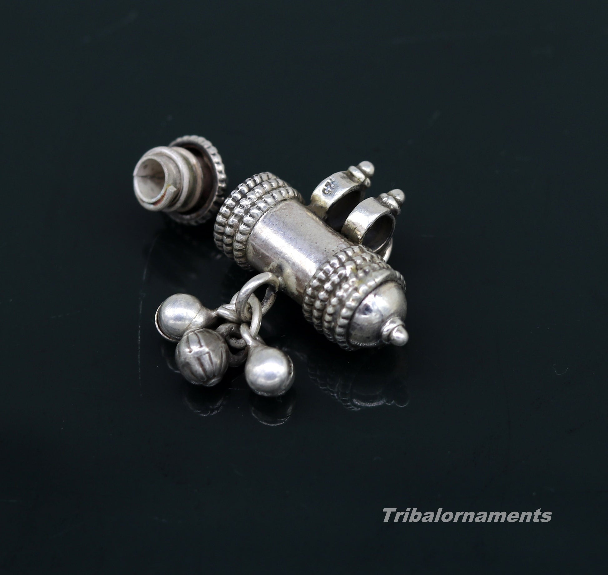 925 sterling silver handmade trendy customized amulet pendant with gorgeous hanging bells, excellent personalized gifting jewelry nsp371 - TRIBAL ORNAMENTS