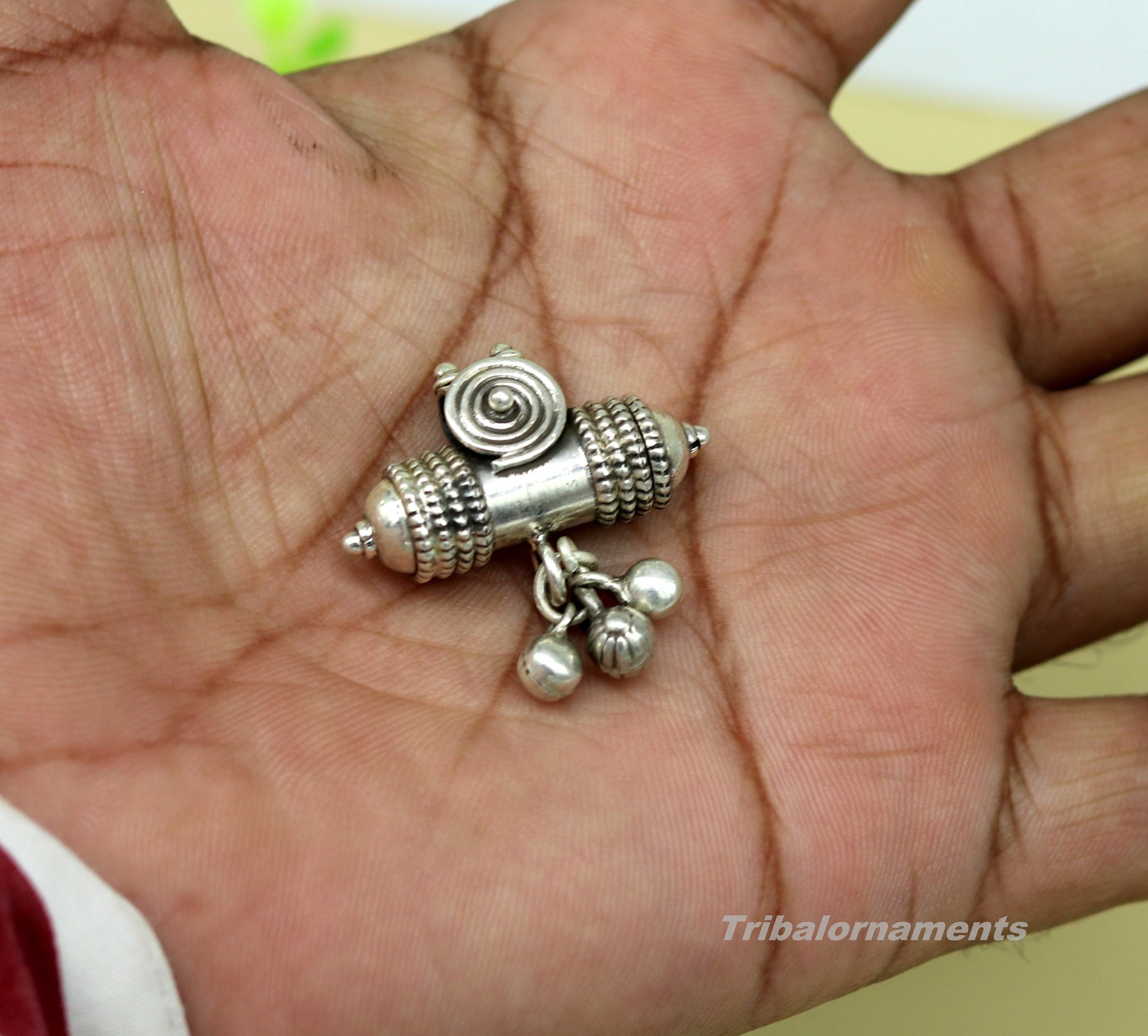 925 sterling silver handmade trendy customized amulet pendant with gorgeous hanging bells, excellent personalized gifting jewelry nsp371 - TRIBAL ORNAMENTS