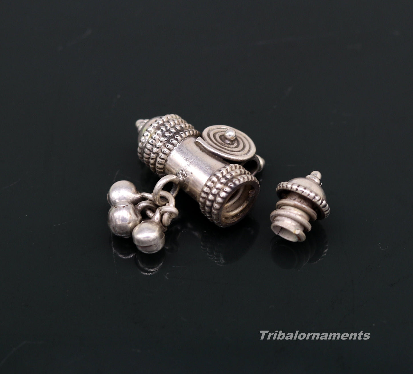 925 sterling silver handmade trendy customized amulet pendant with gorgeous hanging bells, excellent personalized gifting jewelry nsp371 - TRIBAL ORNAMENTS