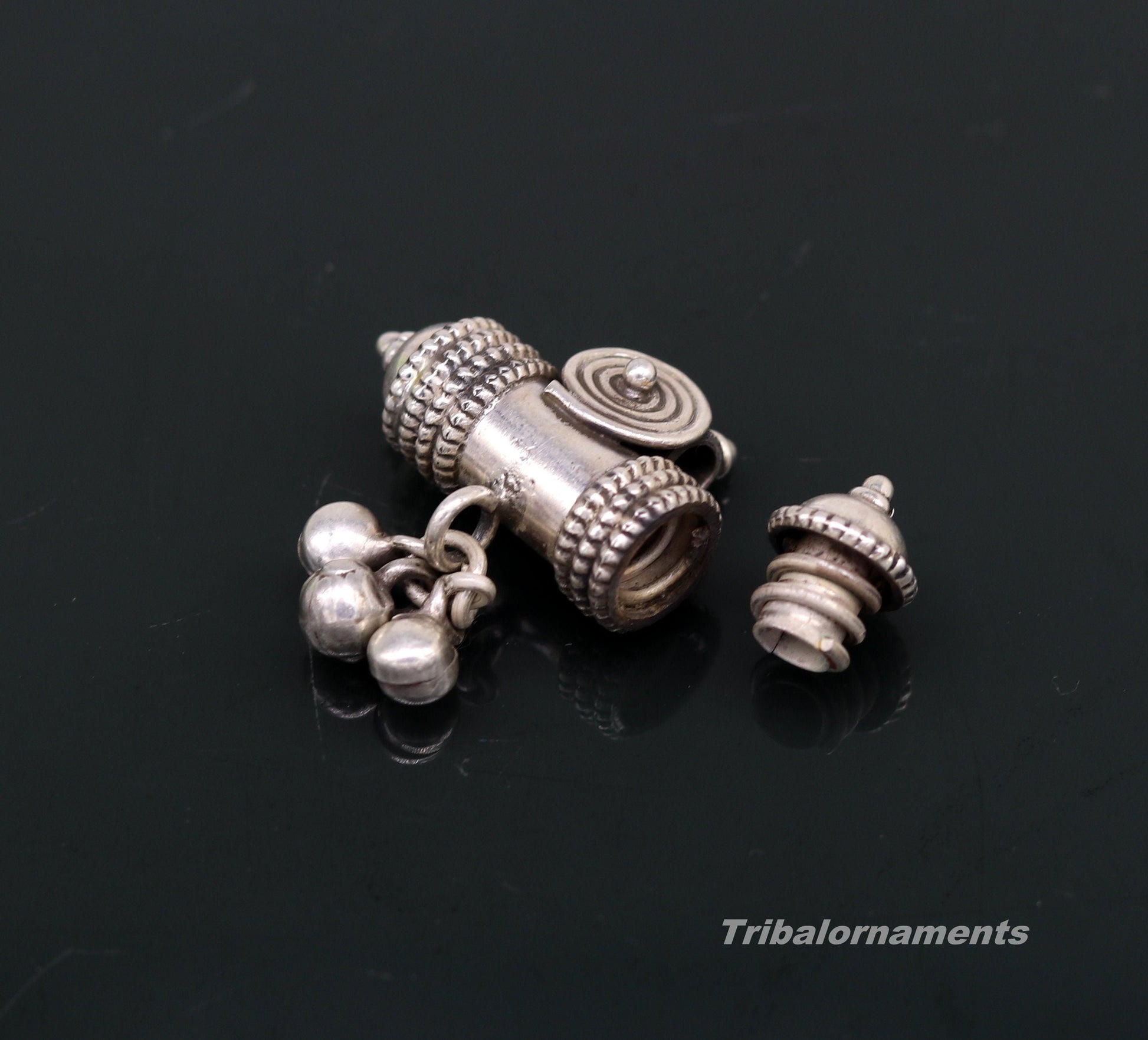 925 sterling silver handmade trendy customized amulet pendant with gorgeous hanging bells, excellent personalized gifting jewelry nsp371 - TRIBAL ORNAMENTS