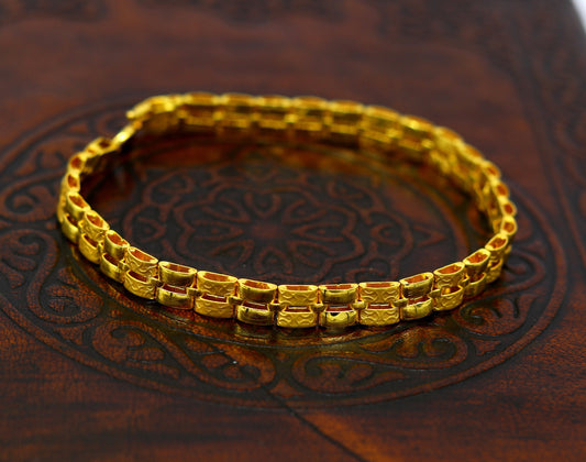 8"/8.5"/9" 22kt yellow gold custom unique stylish design fabulous flexible bracelet, best gift unisex personalized gold fancy jewelry br43 - TRIBAL ORNAMENTS