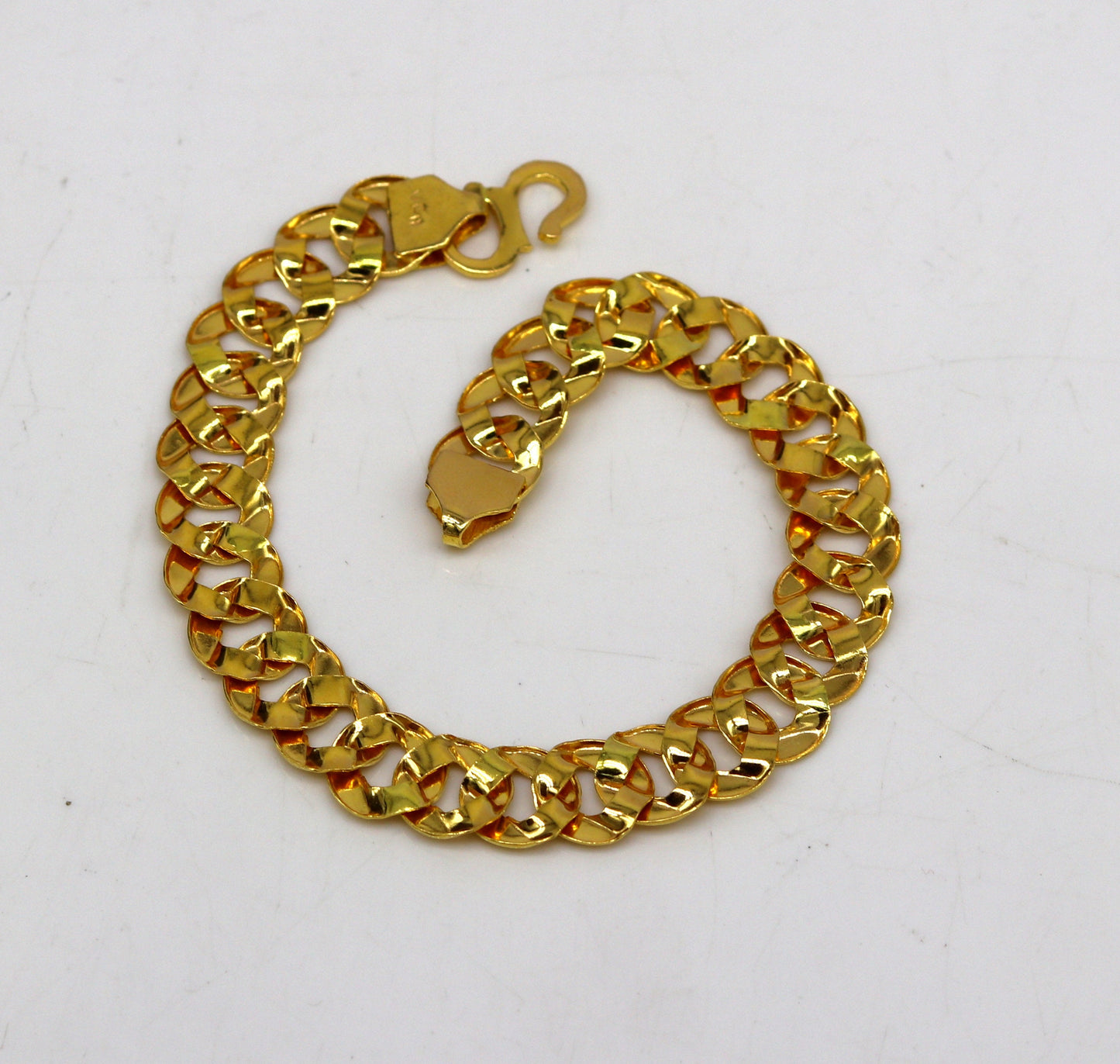 8"/8.5"/9" 22kt yellow gold custom stylish design fabulous flexible link bracelet, best gift unisex personalized gold fancy jewelry br44 - TRIBAL ORNAMENTS