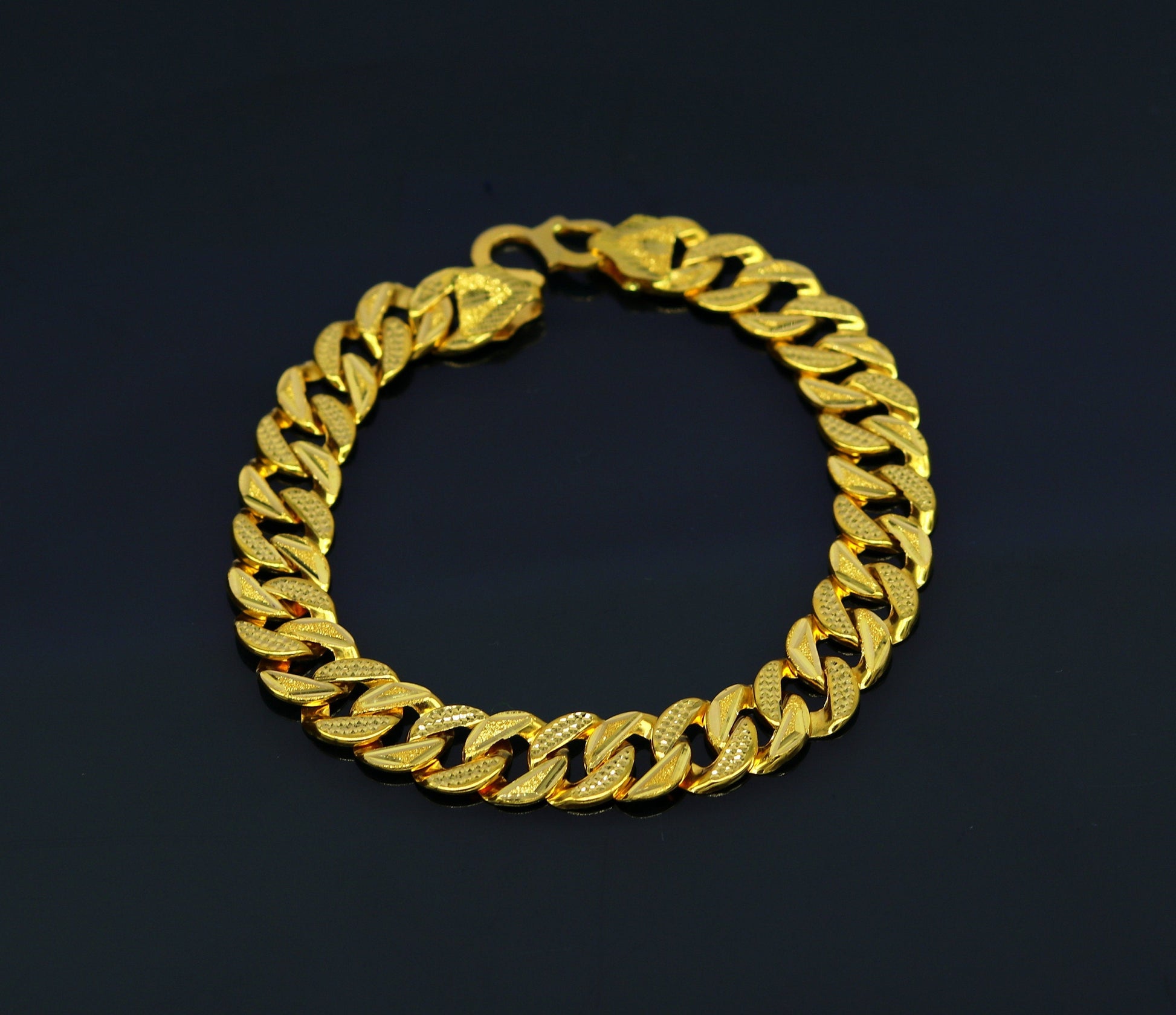 8"/8.5"/9" 22kt yellow gold custom stylish design fabulous flexible link bracelet, best gift unisex personalized gold fancy jewelry br44 - TRIBAL ORNAMENTS
