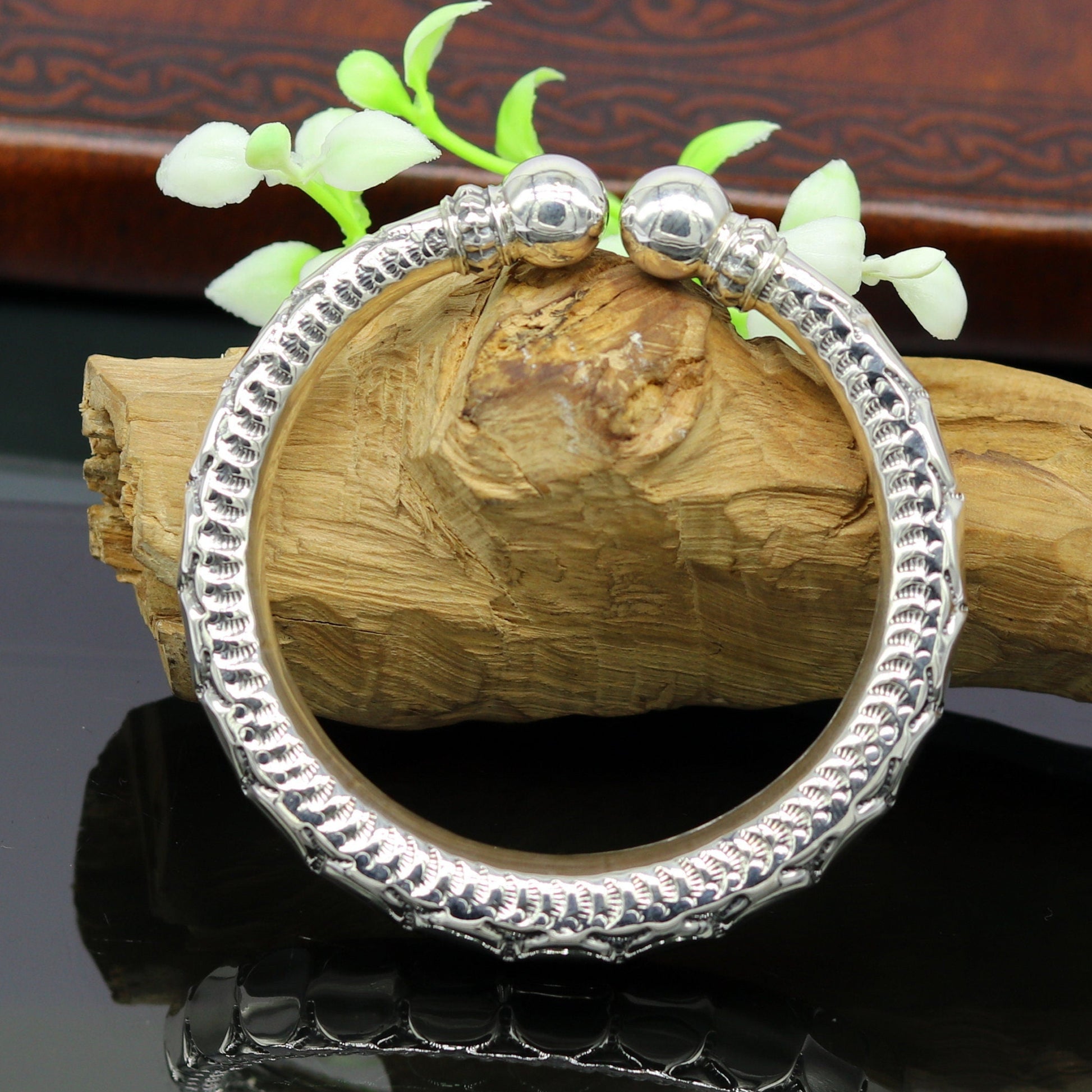 925 sterling silver handmade gorgeous customized work bangle bracelet kada, vintage antique design stylish bangle unisex jewelry nsk330 - TRIBAL ORNAMENTS