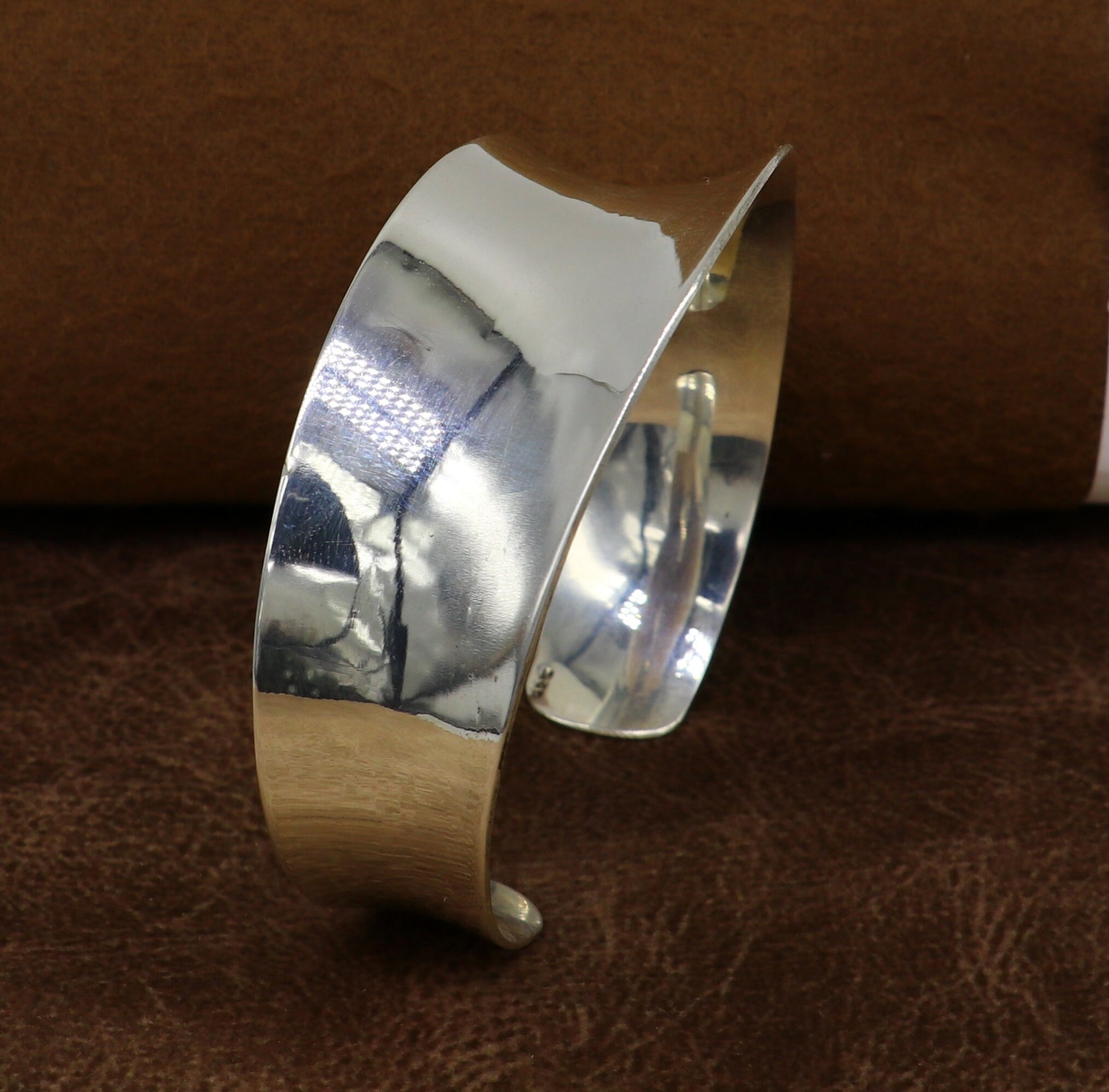 925 pure sterling silver bright stylish curved adjustable bangle bracelet, cuff bracelet best brides made wedding gifting jewelry cuff21 - TRIBAL ORNAMENTS