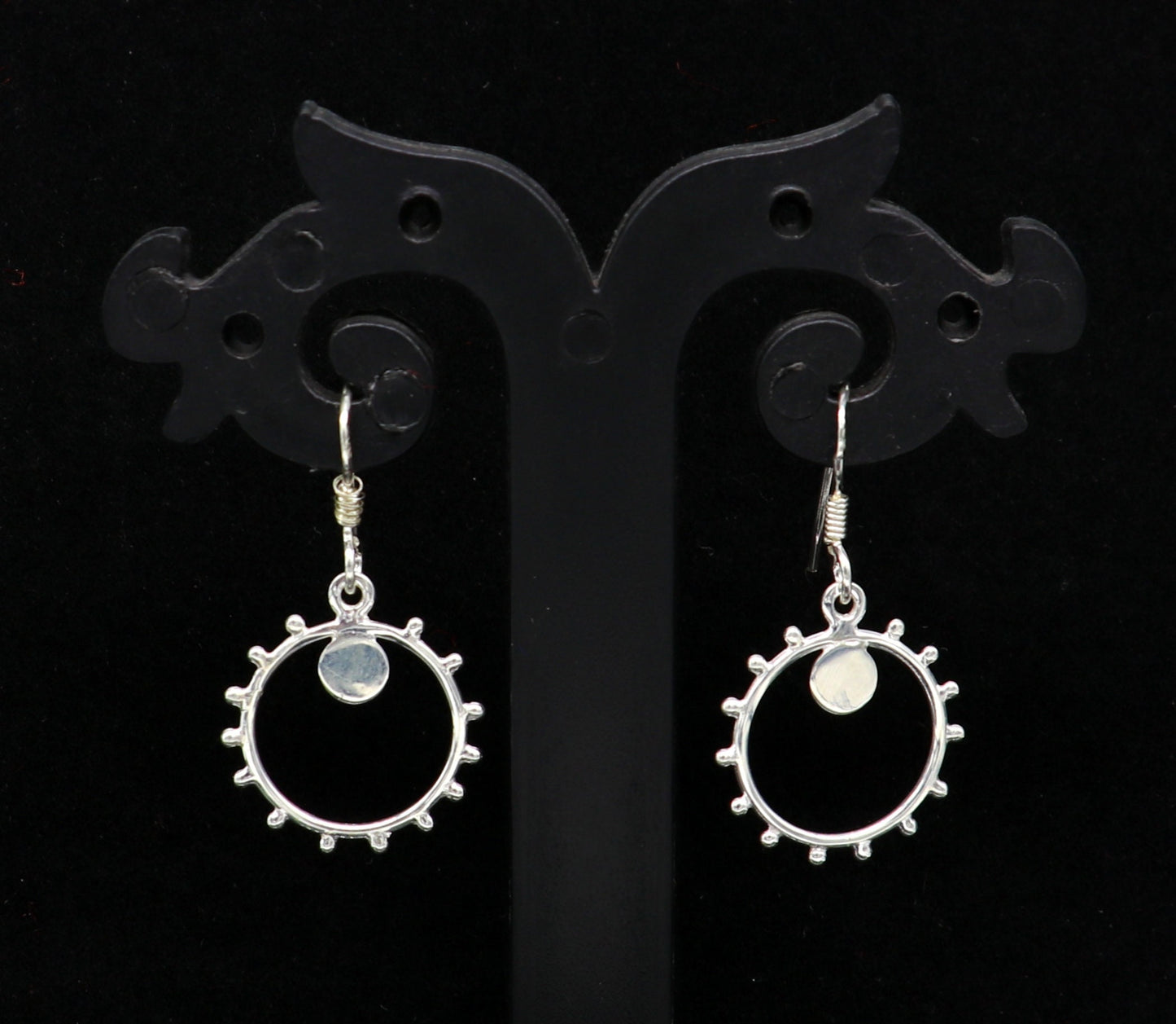 Pure 925 sterling silver handmade unique style designer new trendy fancy hoop earring, drop dangle charm earring for girls, brides ear685 - TRIBAL ORNAMENTS