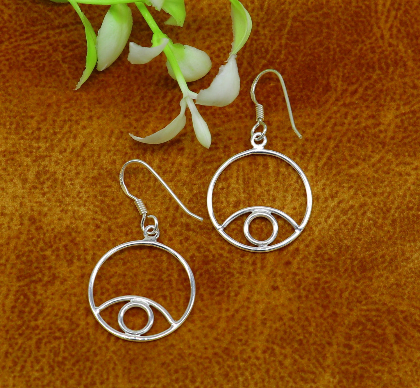 Pure 925 sterling silver handmade circle style designer plain trendy fancy hoop earring, drop dangle charm earring for girls, brides ear720