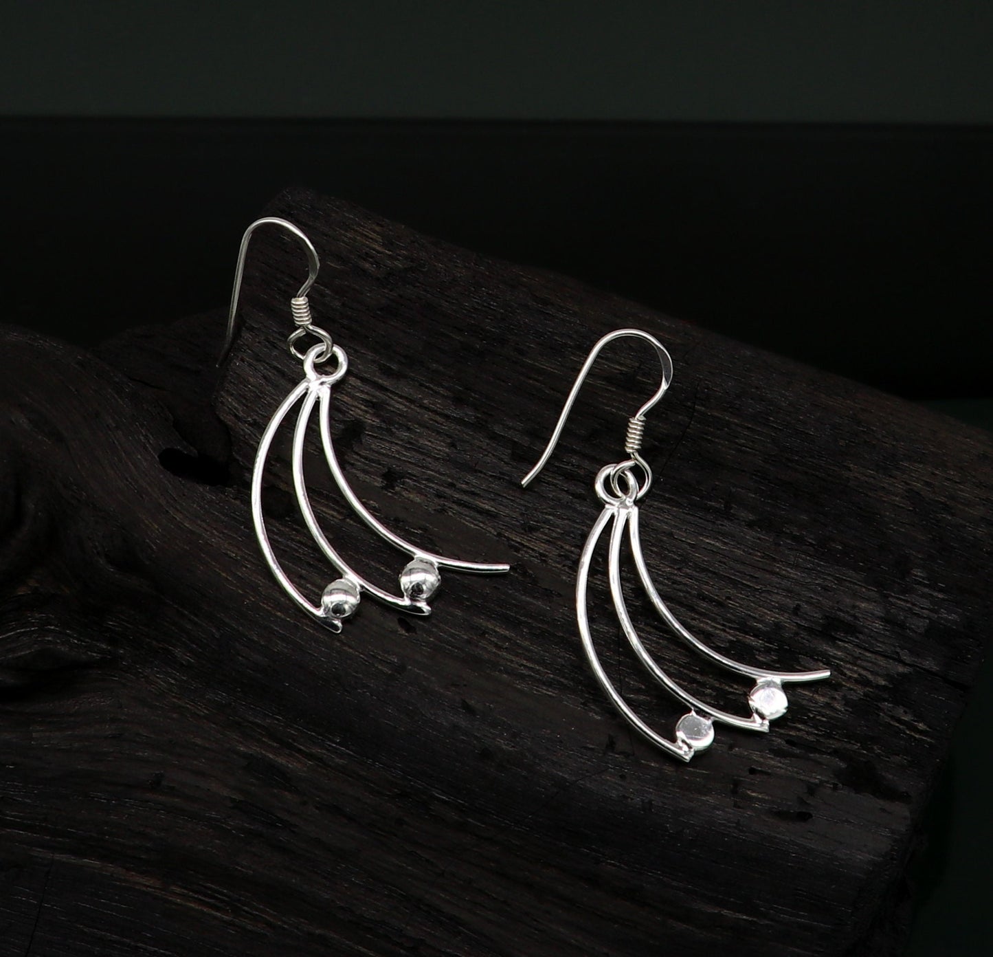 925 sterling silver handmade unique design dainty elegant plain trendy fancy hoop earring, drop dangle geometric earring gift to her ear714 - TRIBAL ORNAMENTS