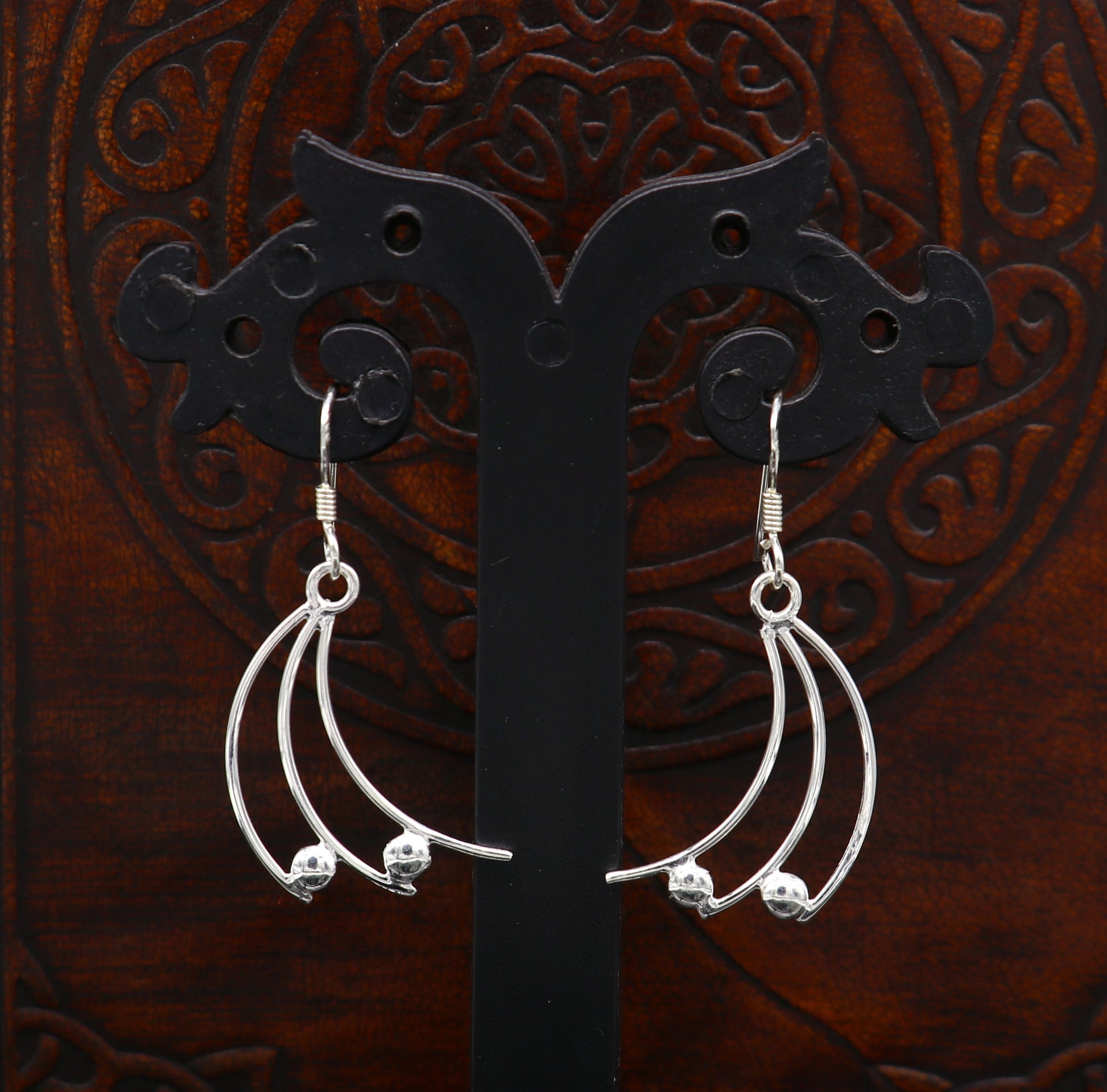 925 sterling silver handmade unique design dainty elegant plain trendy fancy hoop earring, drop dangle geometric earring gift to her ear714 - TRIBAL ORNAMENTS