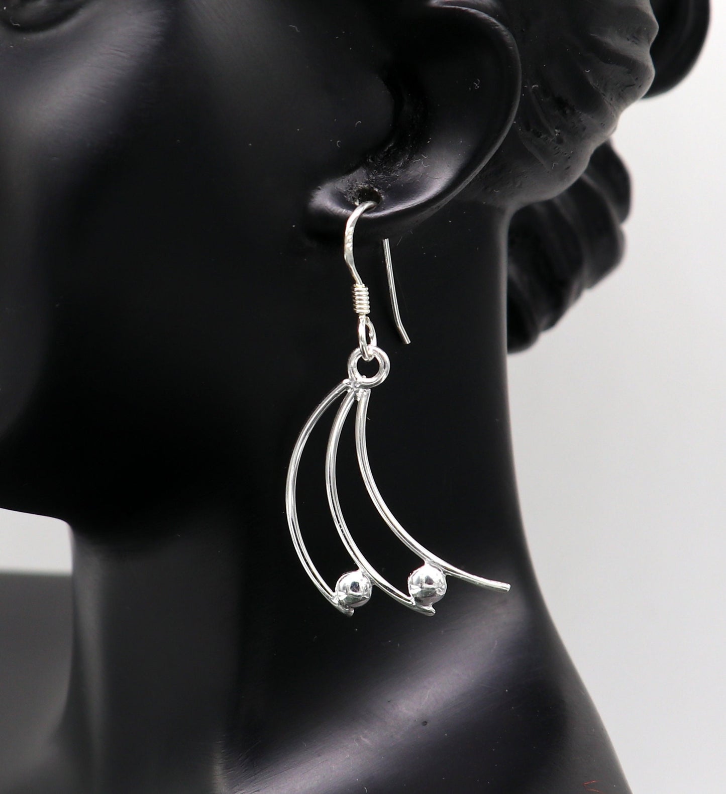 925 sterling silver handmade unique design dainty elegant plain trendy fancy hoop earring, drop dangle geometric earring gift to her ear714 - TRIBAL ORNAMENTS