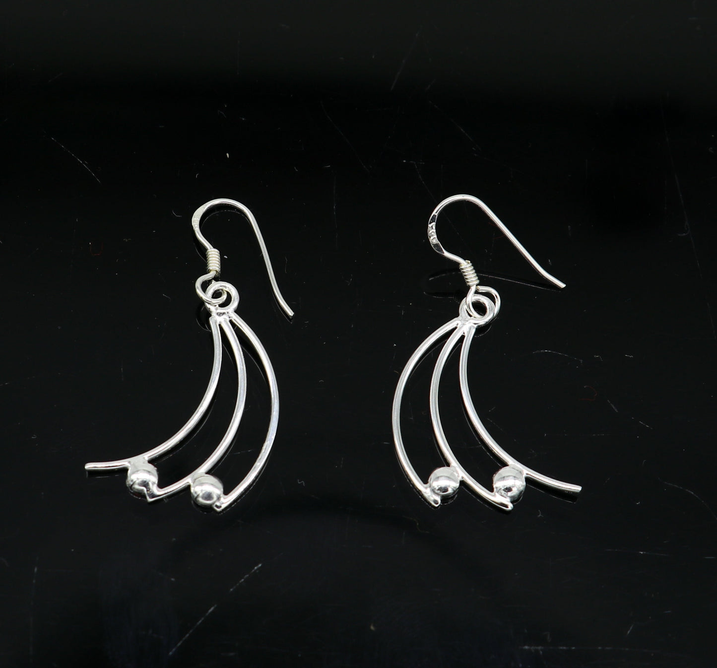 925 sterling silver handmade unique design dainty elegant plain trendy fancy hoop earring, drop dangle geometric earring gift to her ear714 - TRIBAL ORNAMENTS