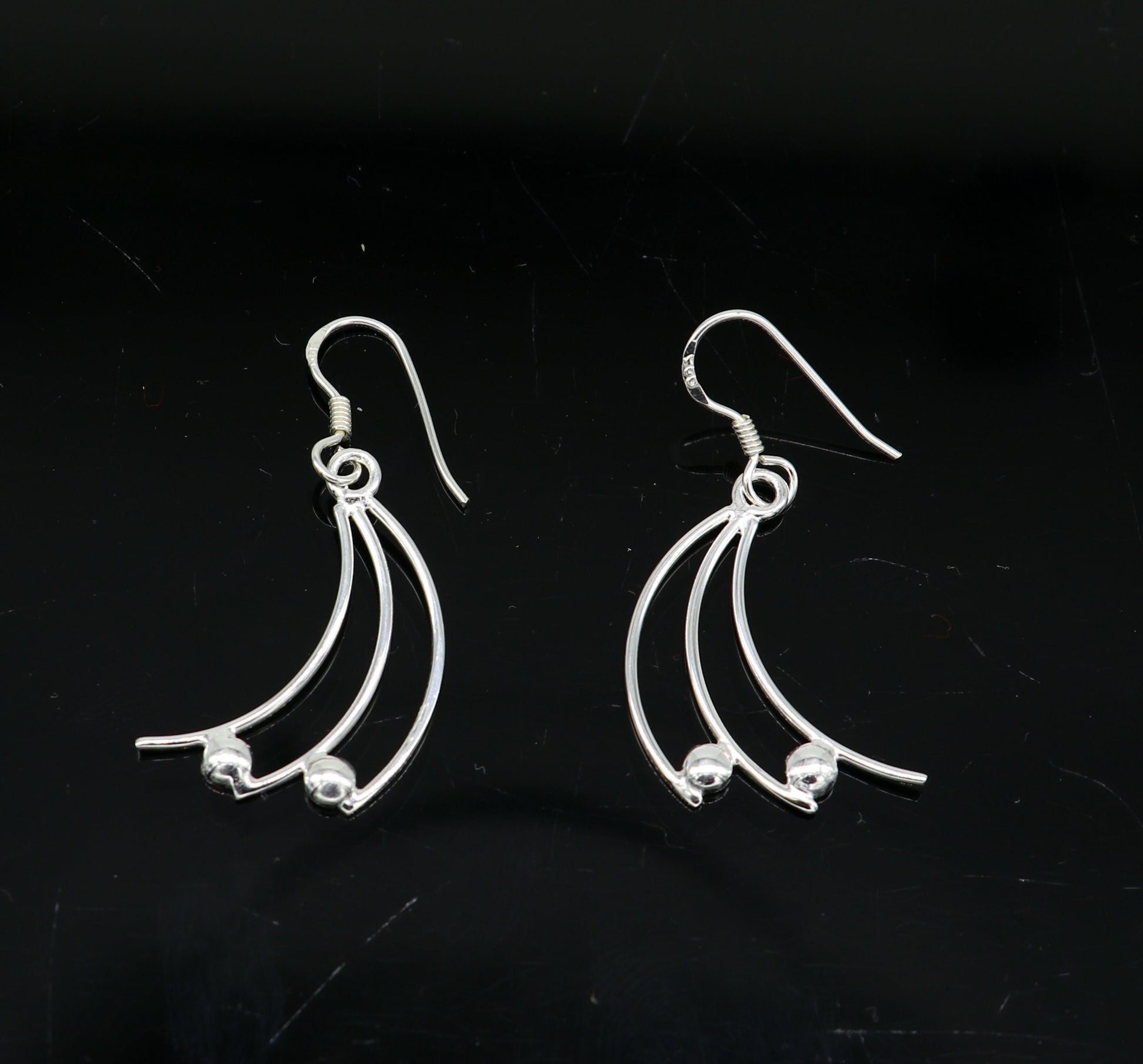 925 sterling silver handmade unique design dainty elegant plain trendy fancy hoop earring, drop dangle geometric earring gift to her ear714 - TRIBAL ORNAMENTS