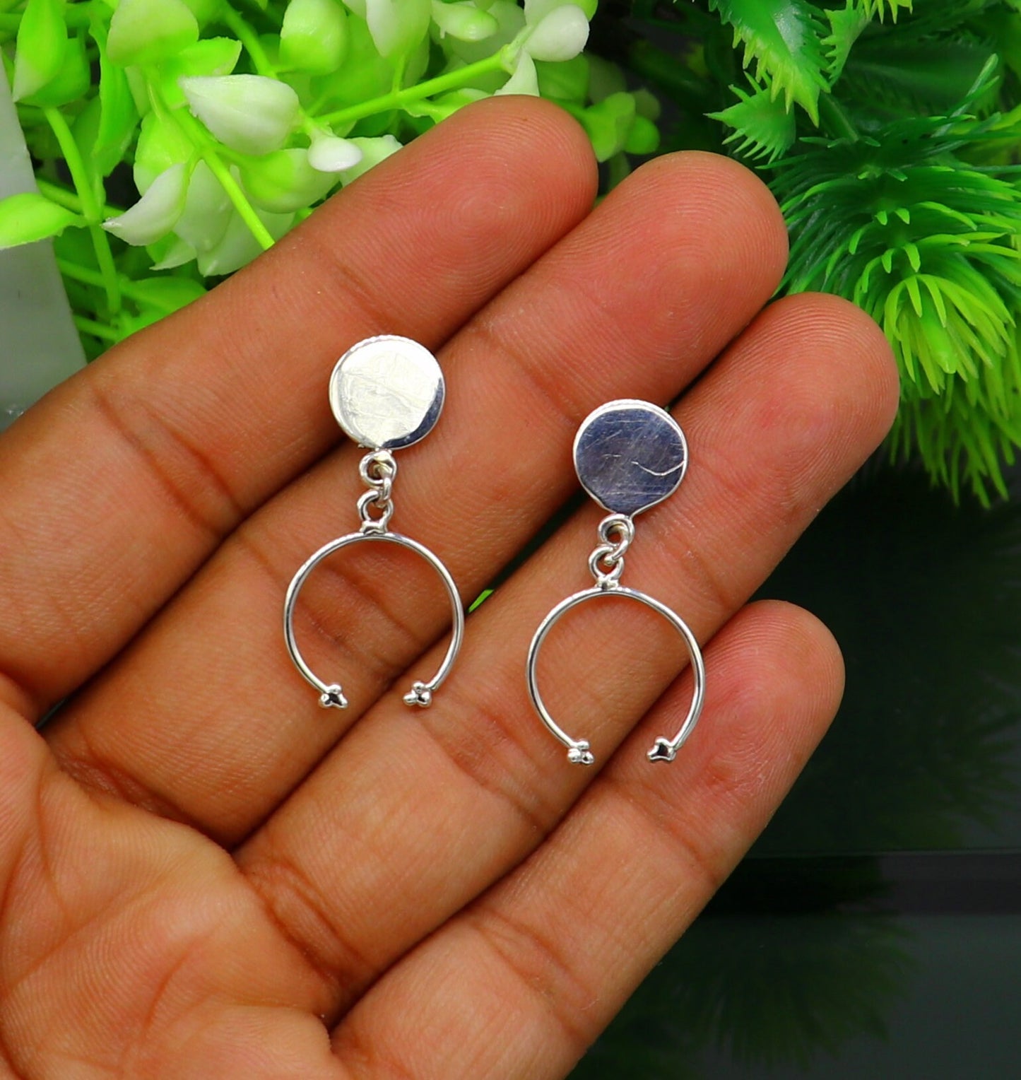 925 sterling silver customized unique design dainty elegant plain fancy stud earring, drop dangle geometric earring gift to her ear718