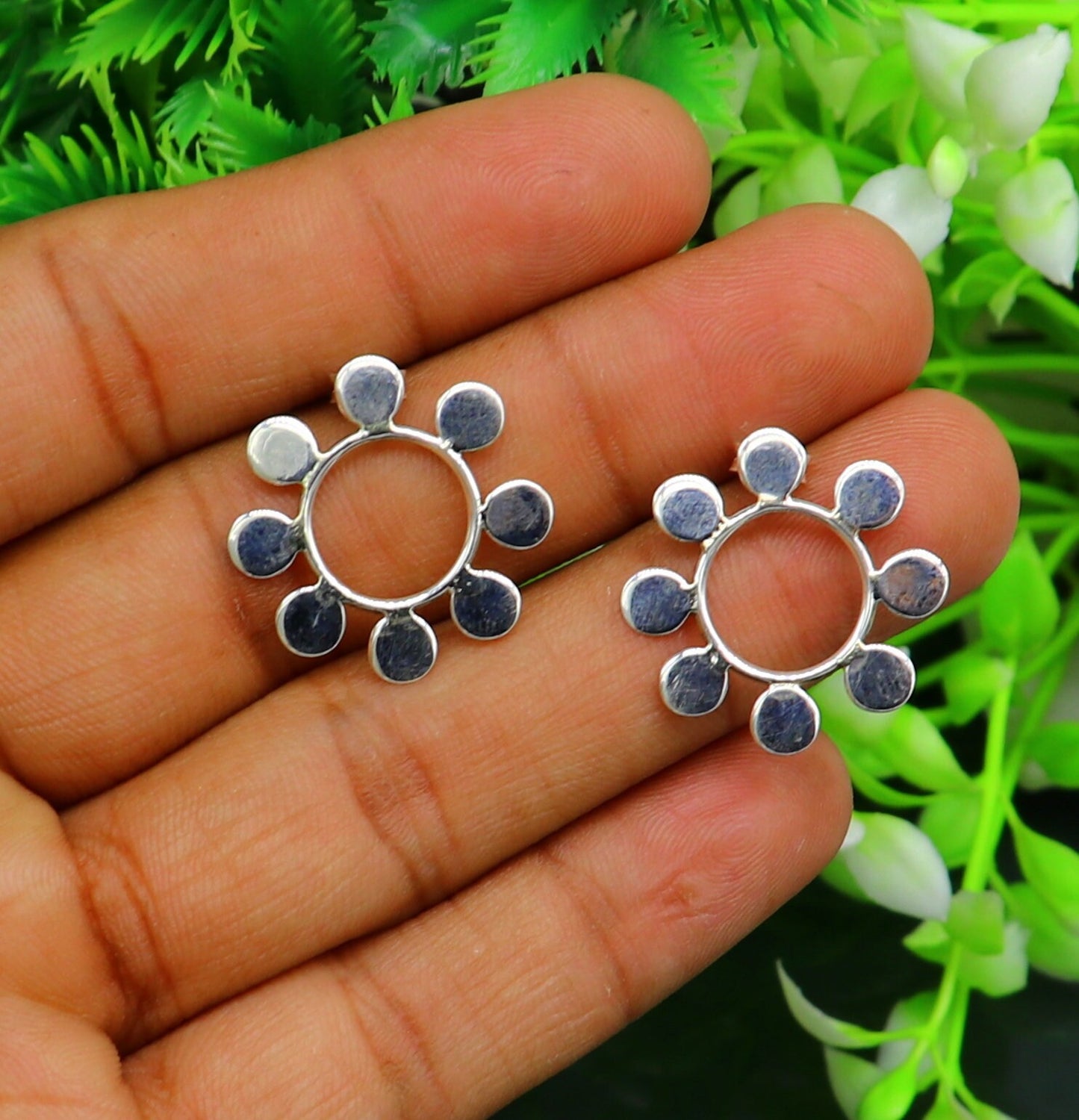 Amazing customized pure e925 sterling silver flower stud earring, excellent fancy elegant dainty light weight earrings best gifting ear658 - TRIBAL ORNAMENTS