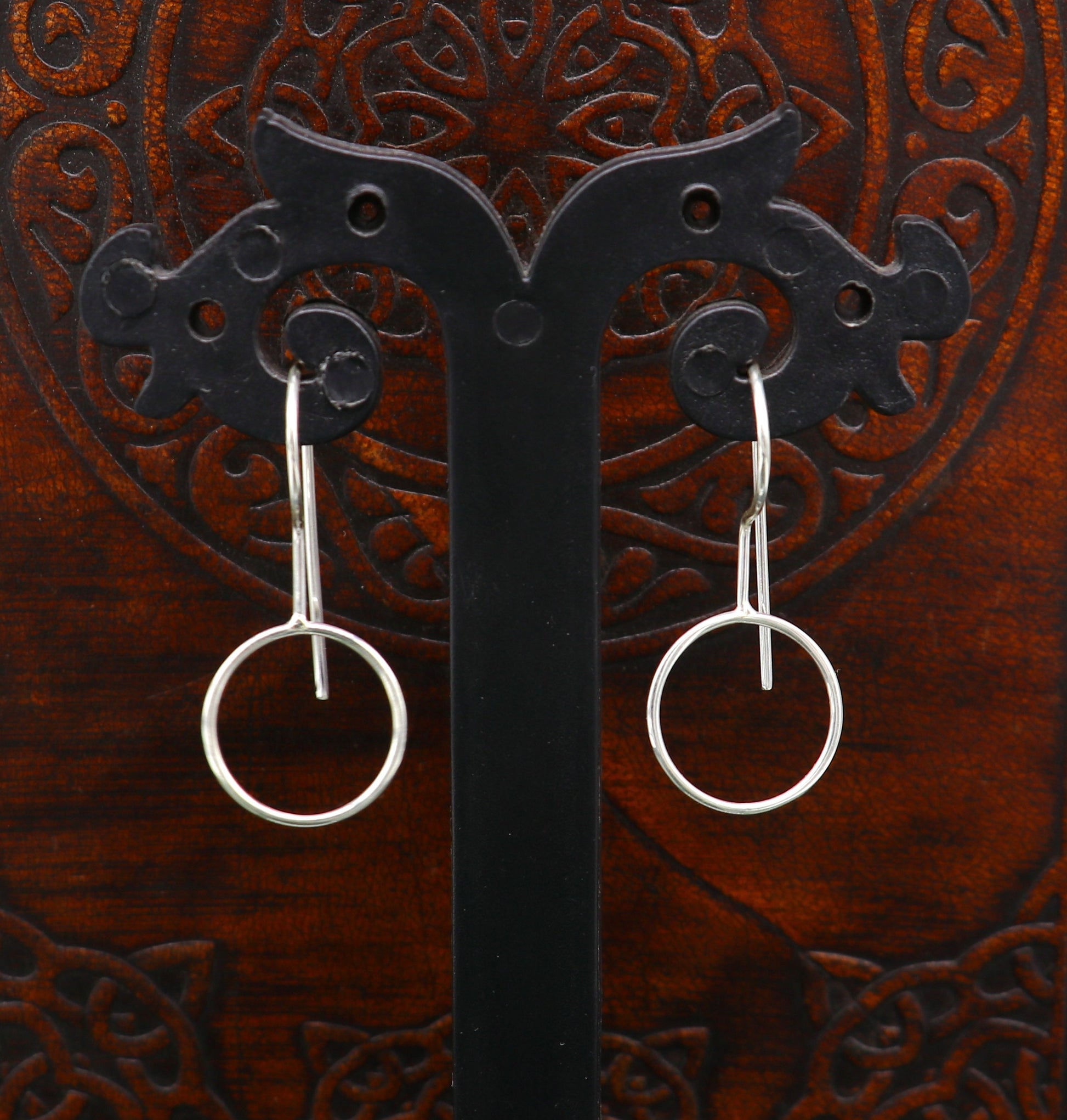 Fabulous 925 sterling silver shiny circle hoops earring, excellent brides collection, best gifting to her earrings from India ear708 - TRIBAL ORNAMENTS