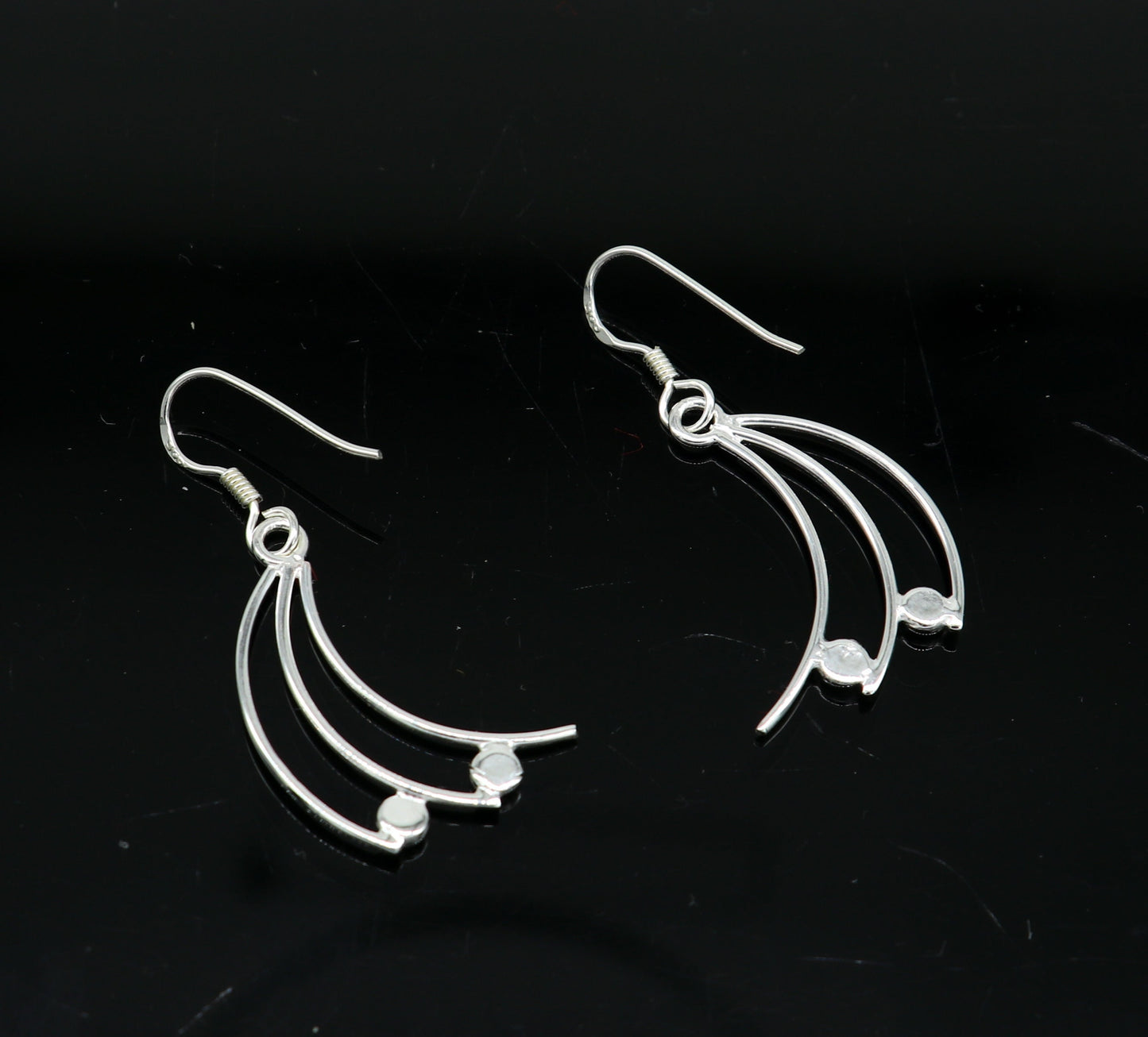 925 sterling silver handmade unique design dainty elegant plain trendy fancy hoop earring, drop dangle geometric earring gift to her ear714 - TRIBAL ORNAMENTS