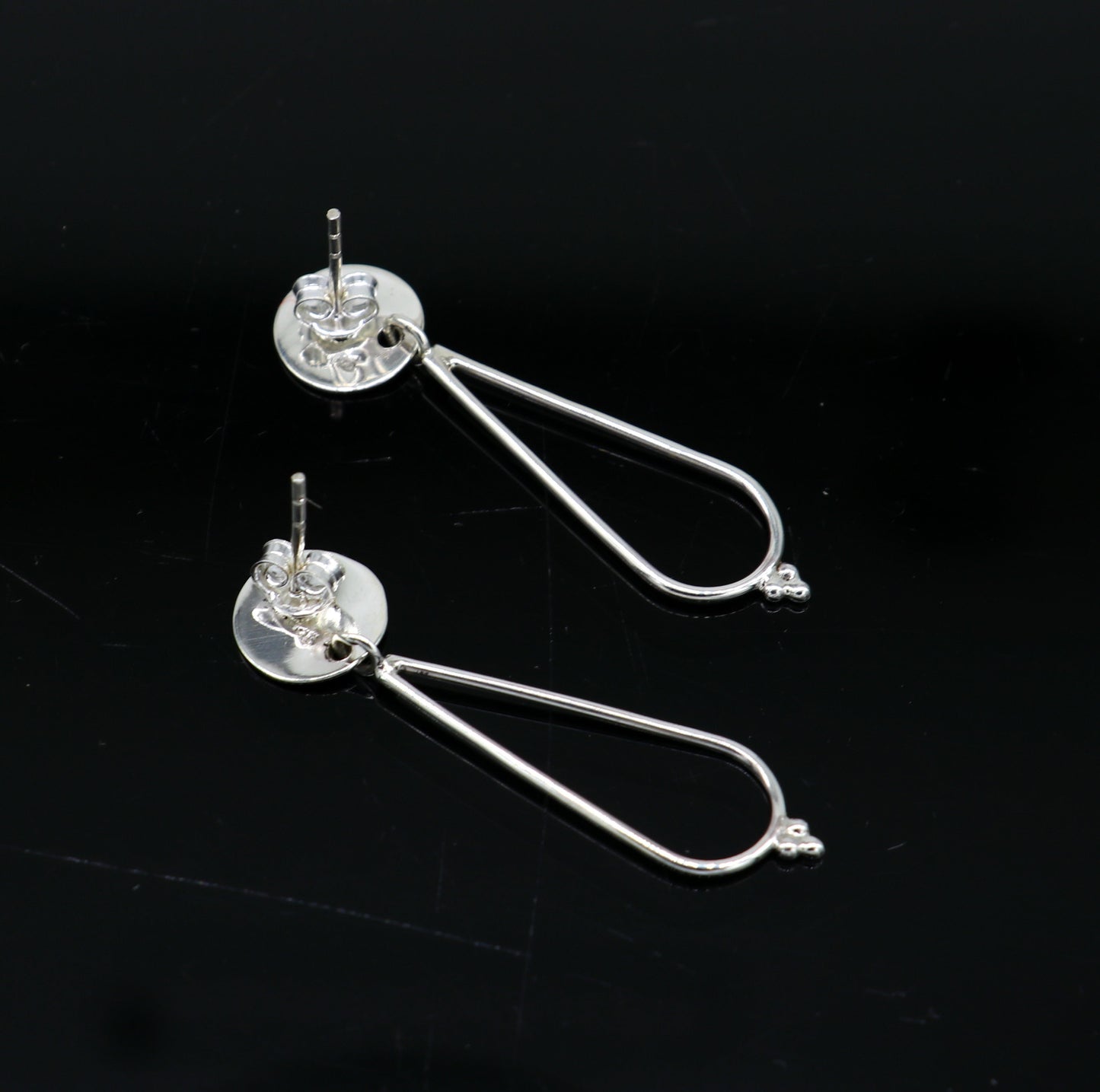 Solid 925 sterling silver customized unique design dainty plain fancy stud earring, drop dangle geometric earring best gift to her ear730