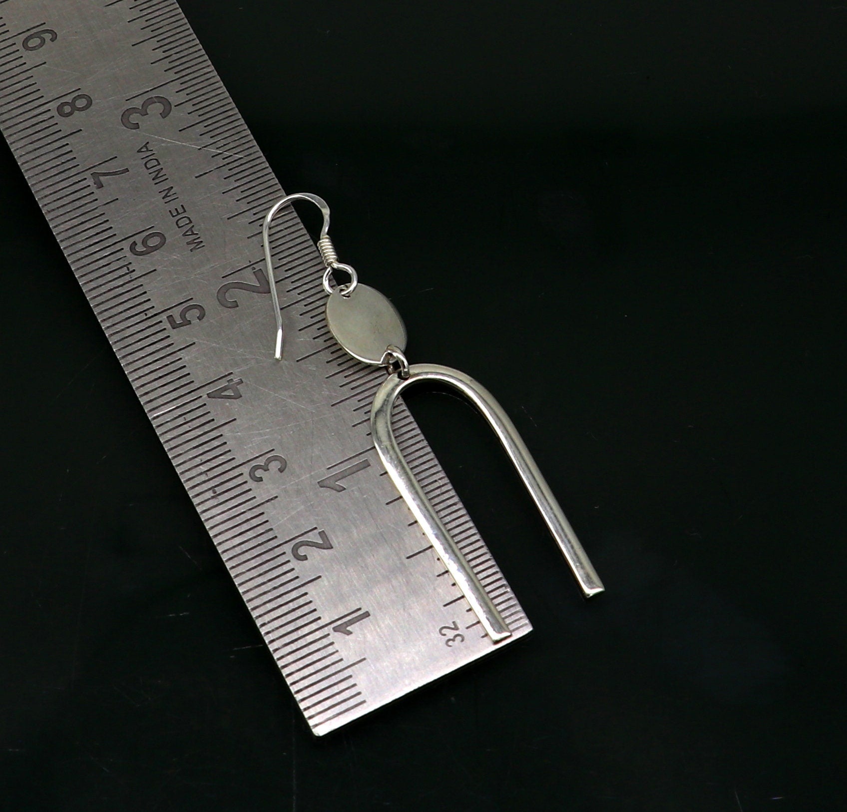 Real 925 sterling silver plain shiny drop dangle hoops earring, excellent brides collection, best gifting to her earrings from india ear645 - TRIBAL ORNAMENTS