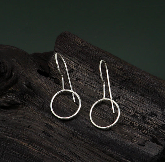 Fabulous 925 sterling silver shiny circle hoops earring, excellent brides collection, best gifting to her earrings from India ear708 - TRIBAL ORNAMENTS