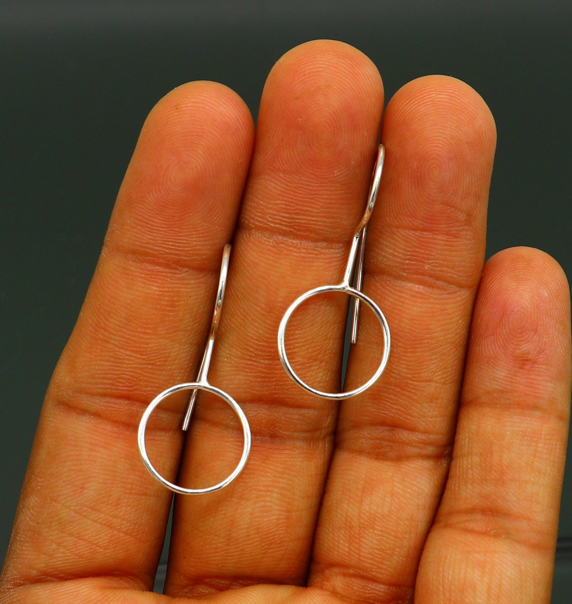 Fabulous 925 sterling silver shiny circle hoops earring, excellent brides collection, best gifting to her earrings from India ear708 - TRIBAL ORNAMENTS