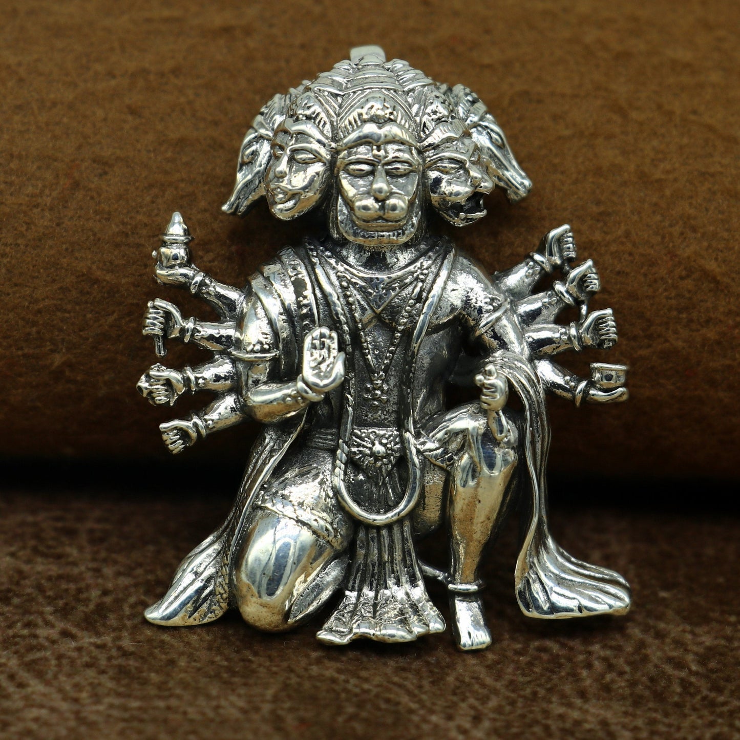 Pure 925 sterling silver handmade Hindu god Lord Panchmukhi Hanuman pendant, amazing designer fabulous pendant unisex gifting jewelry ssp486