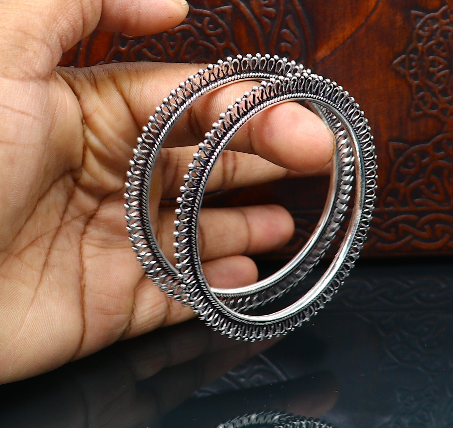 925 sterling silver handmade gorgeous bangle bracelet gorgeous kada kangan set for Brides stunning collection women jewelry nba160 - TRIBAL ORNAMENTS