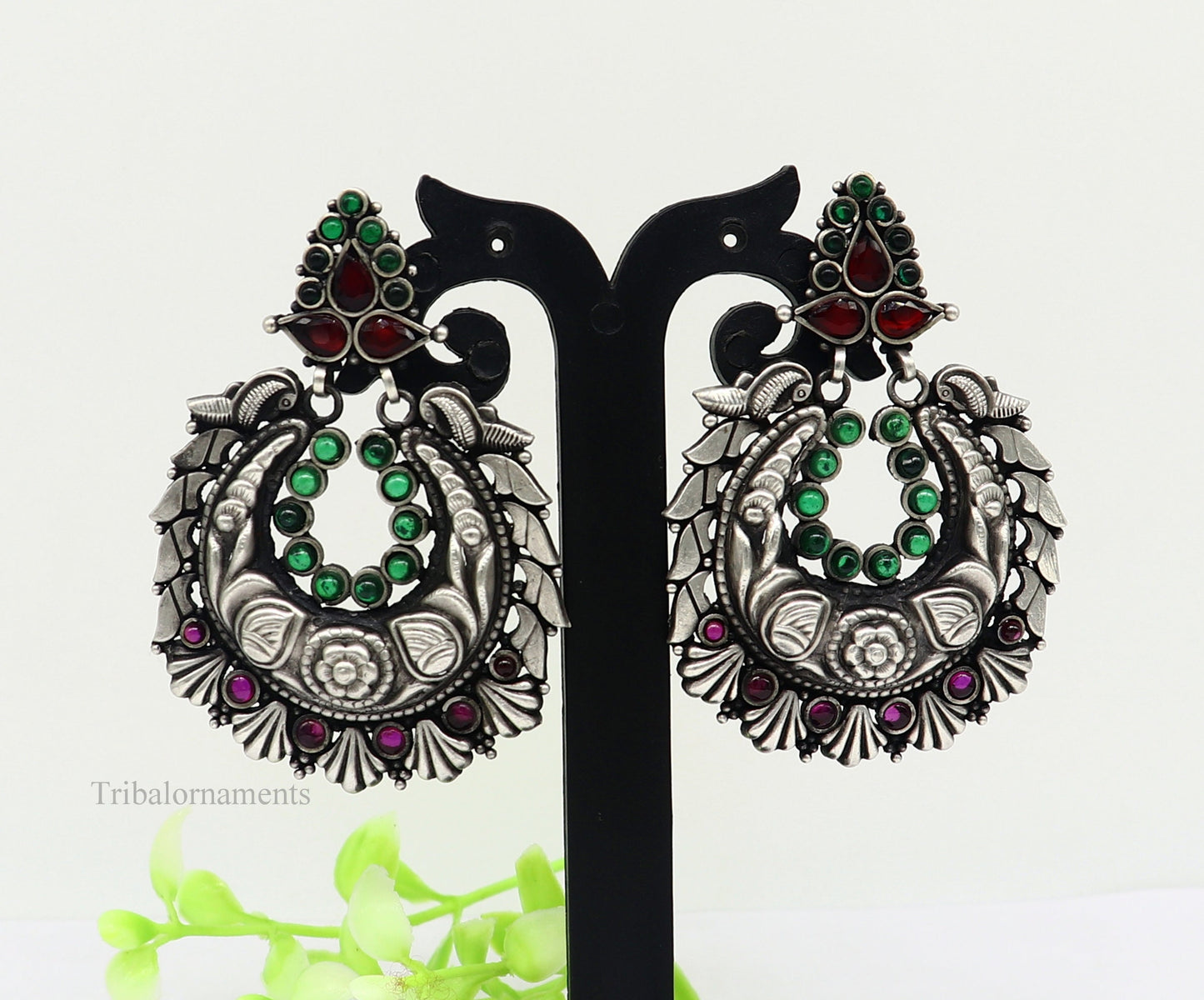 925 sterling silver vintage design traditional indian tribal belly dance stud earring, Chandbali/ moon style brides customized earrings s929