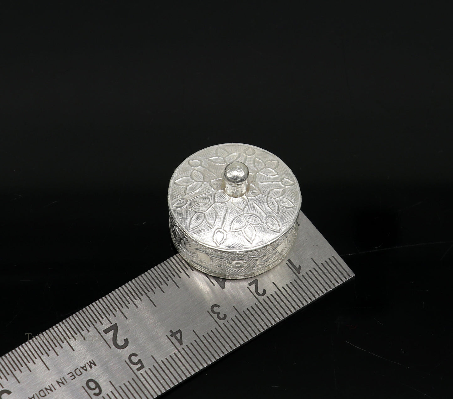 925 sterling silver trinket box, kajal box/casket box bridal round shape Sindur box collection, container box, eyeliner box gifting stb184 - TRIBAL ORNAMENTS