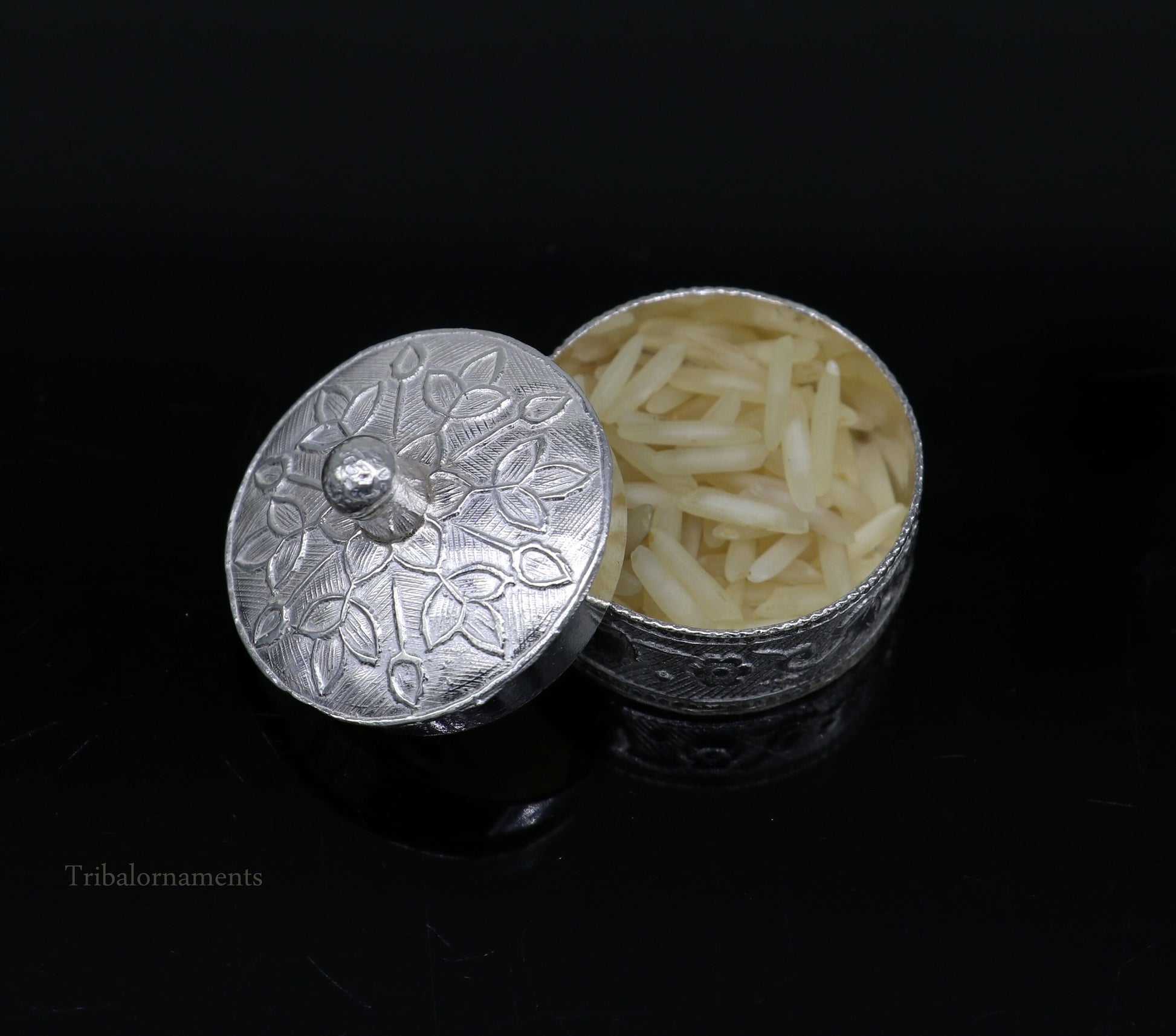 925 sterling silver trinket box, kajal box/casket box bridal round shape Sindur box collection, container box, eyeliner box gifting stb184 - TRIBAL ORNAMENTS
