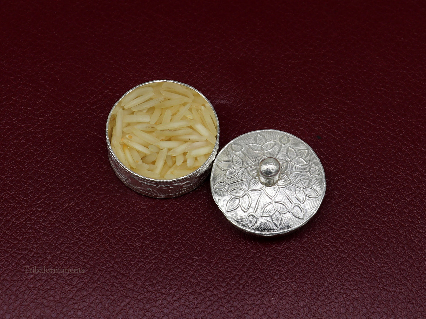 925 sterling silver trinket box, kajal box/casket box bridal round shape Sindur box collection, container box, eyeliner box gifting stb184 - TRIBAL ORNAMENTS