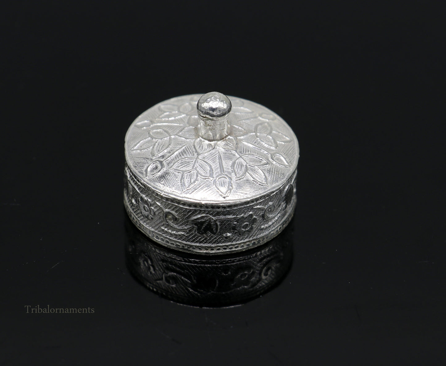 925 sterling silver trinket box, kajal box/casket box bridal round shape Sindur box collection, container box, eyeliner box gifting stb184 - TRIBAL ORNAMENTS