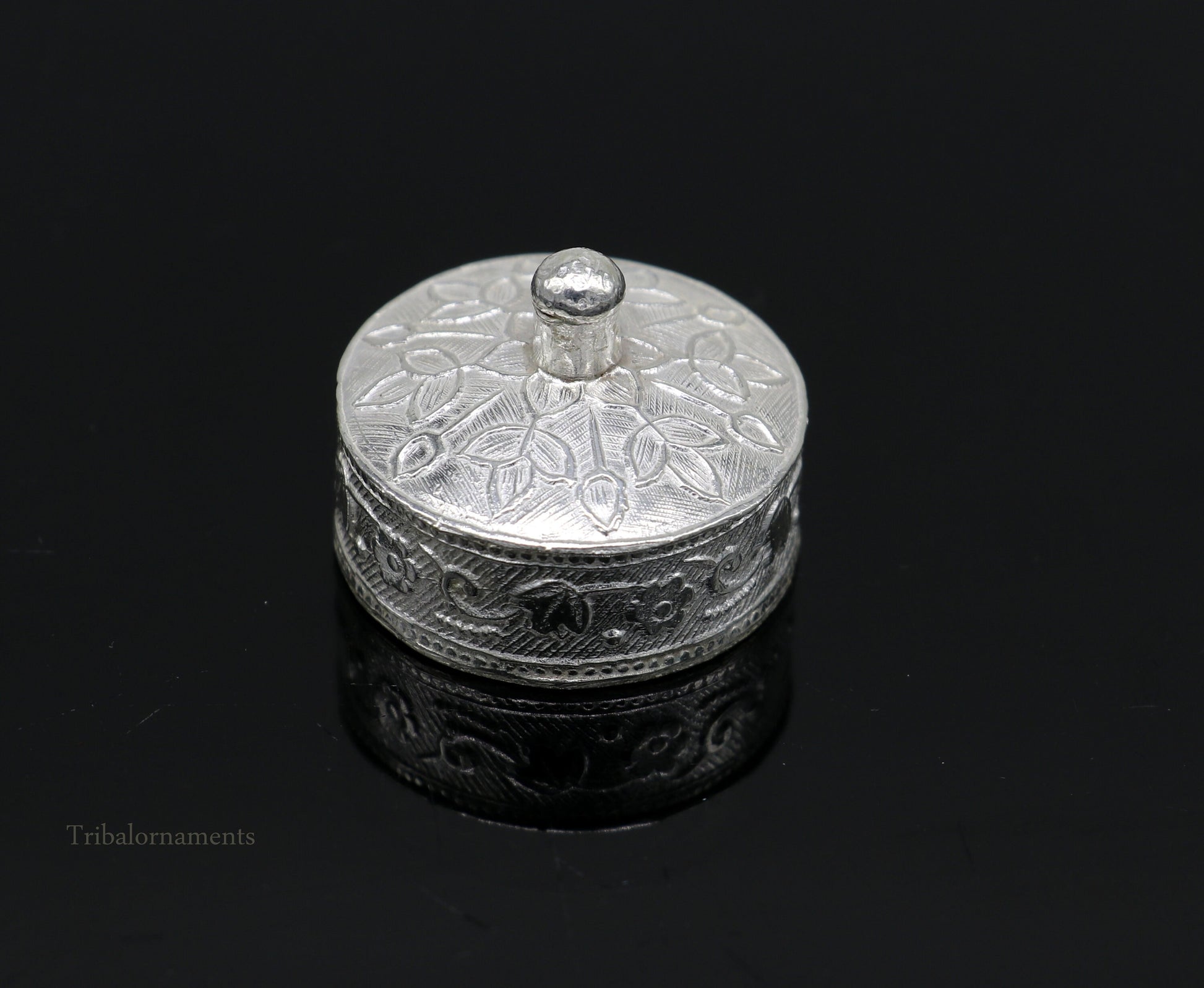 925 sterling silver trinket box, kajal box/casket box bridal round shape Sindur box collection, container box, eyeliner box gifting stb184 - TRIBAL ORNAMENTS