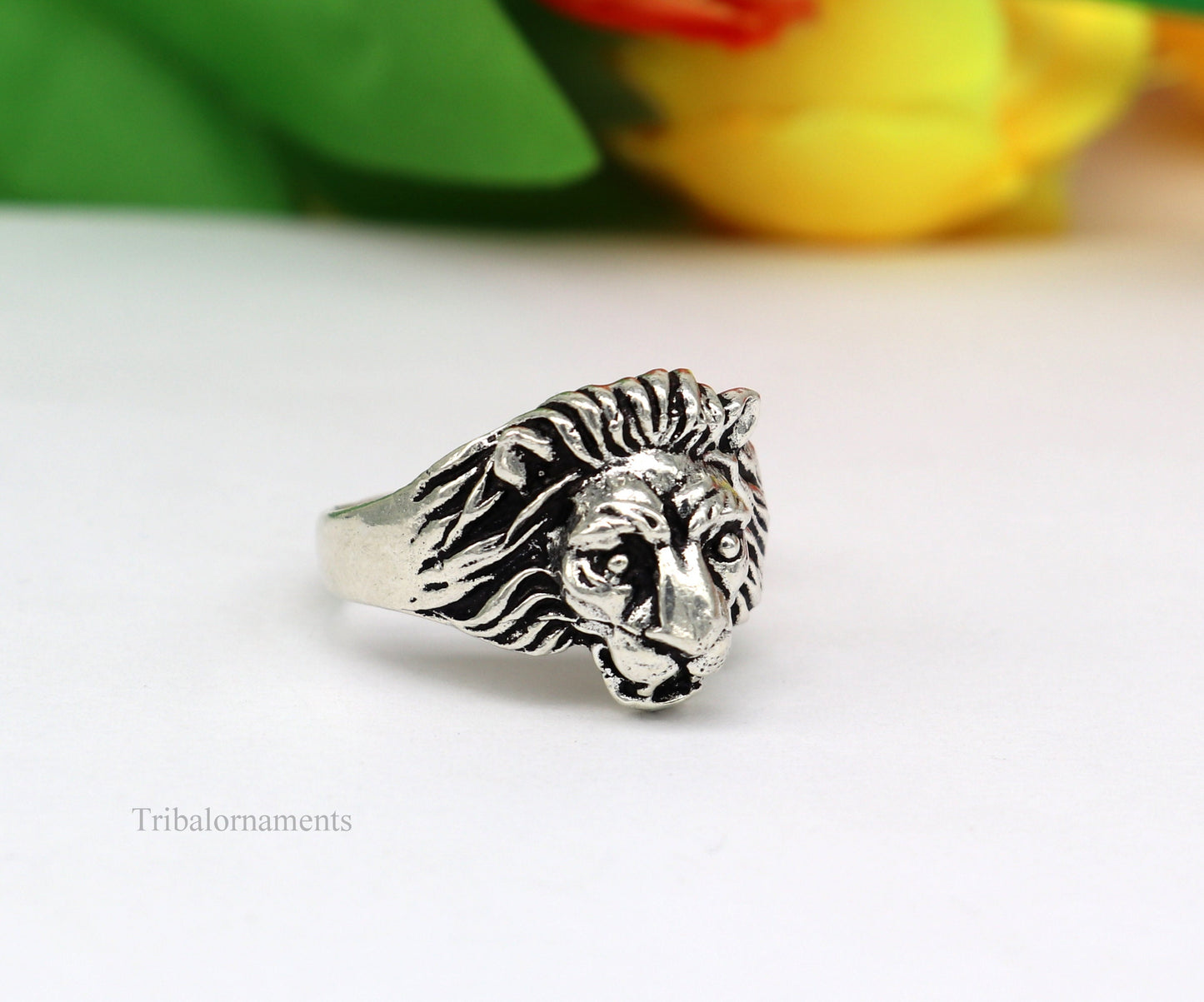 925 sterling silver Handmade lion face ring best men's ring band sr711 - TRIBAL ORNAMENTS