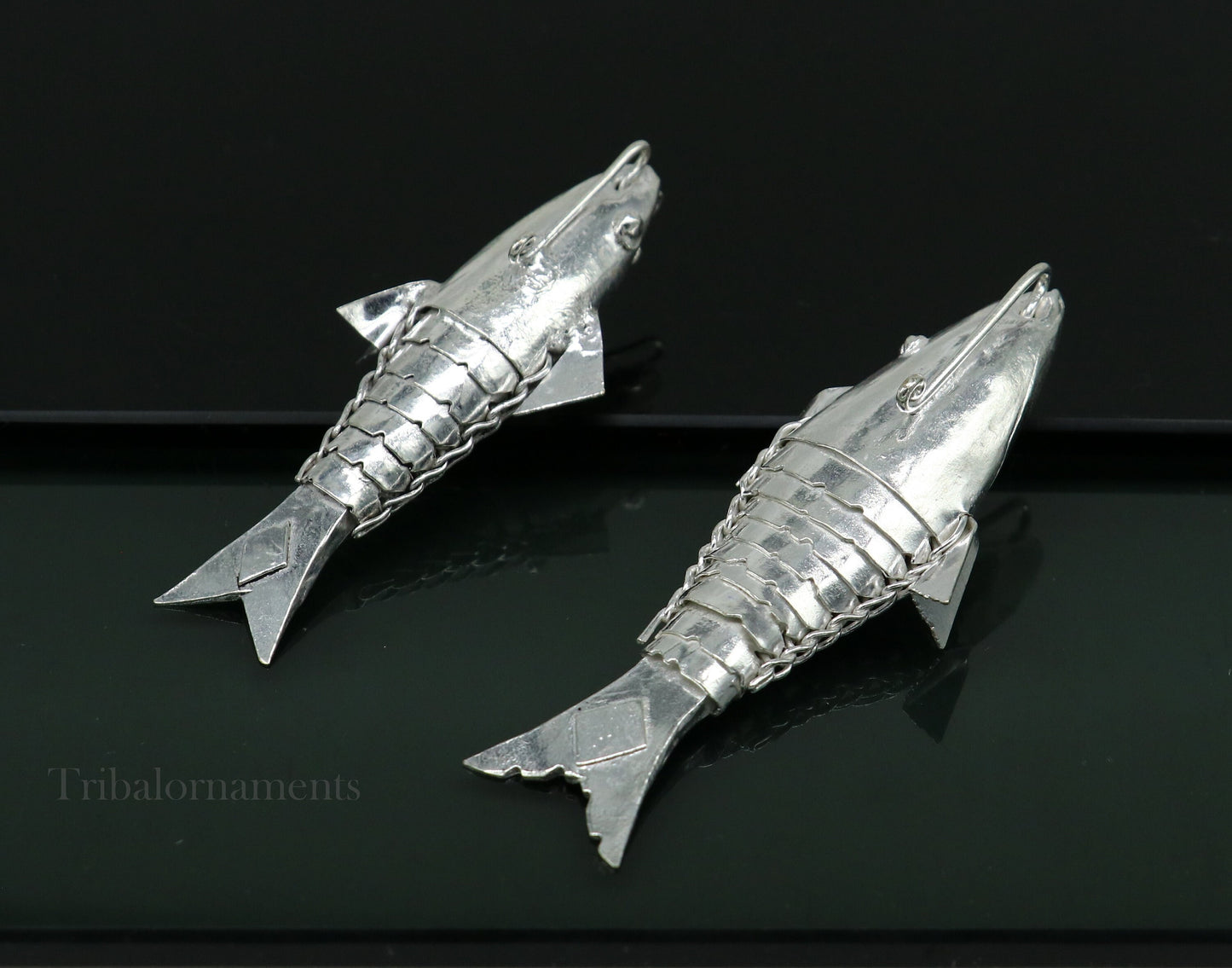 Solid silver handmade silver fish, Lord vishnu avatar Matsya, Silver Puja Fish For Prosperity And Good Luck, best collectible art su561 - TRIBAL ORNAMENTS