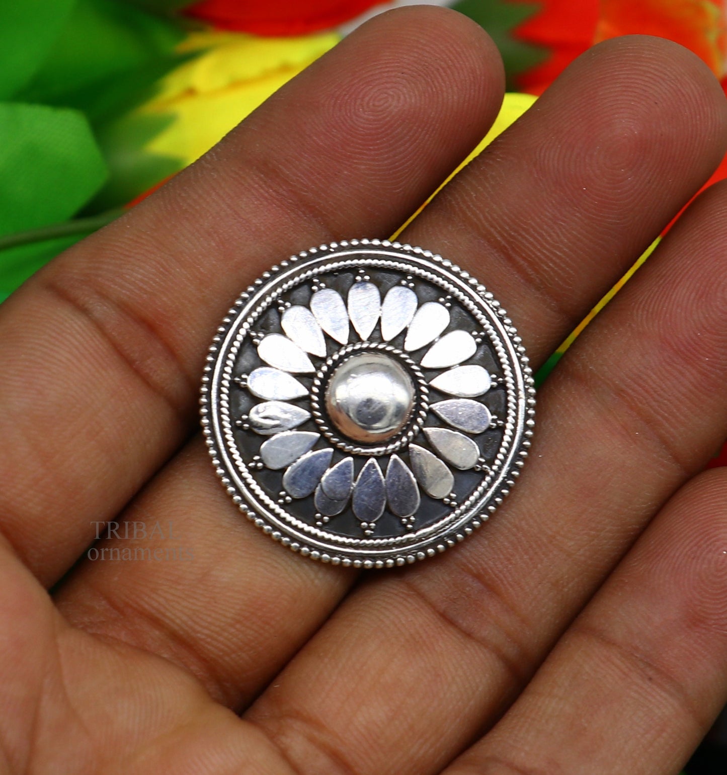 floral design 925 sterling solid silver fabulous craftsmanship vintage design tribal adjustable ring band for women Rajasthan India ring495
