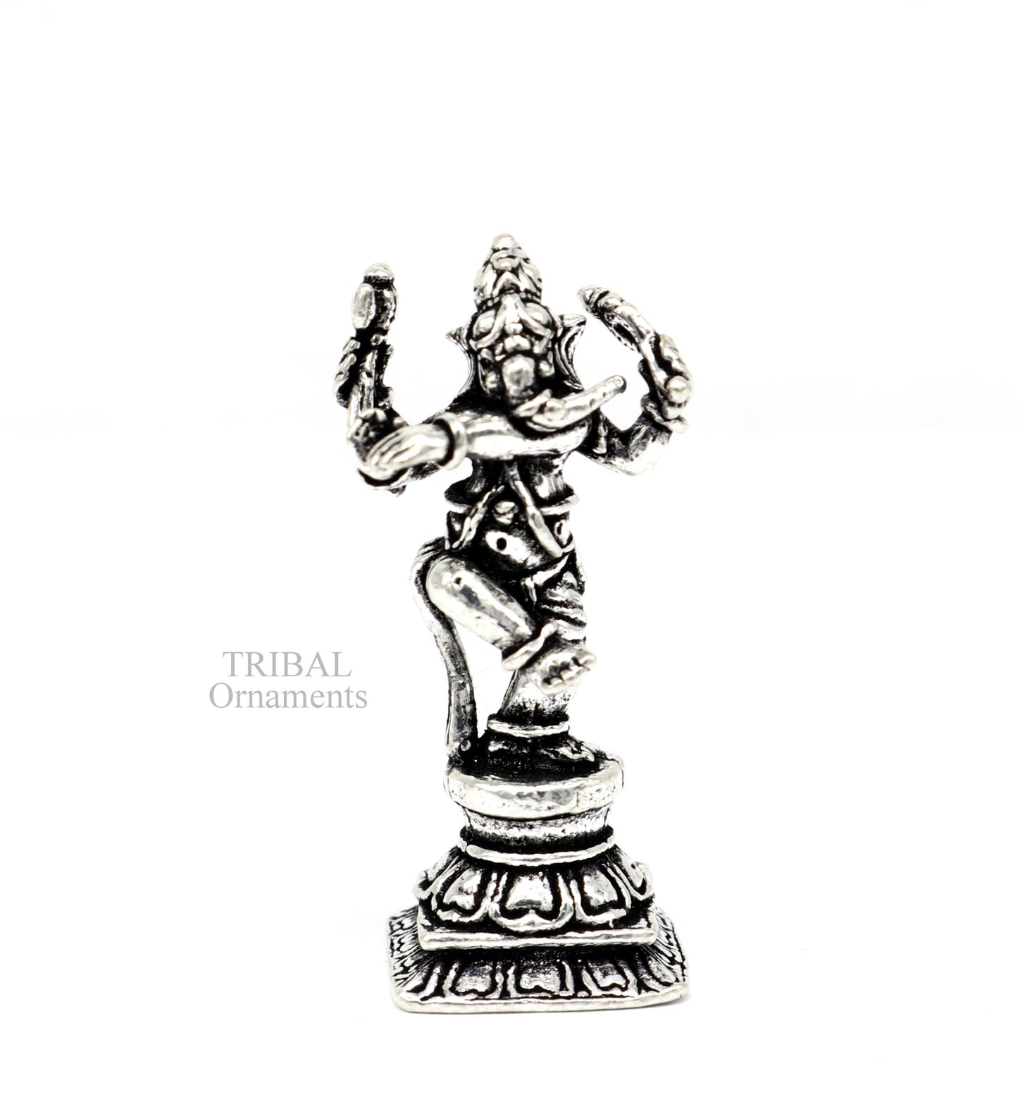 925 Sterling silver Lord Ganesh Idol small dancing style statue Figurine, handcrafted Lord Ganesh statue sculpture Diwali puja gift art510