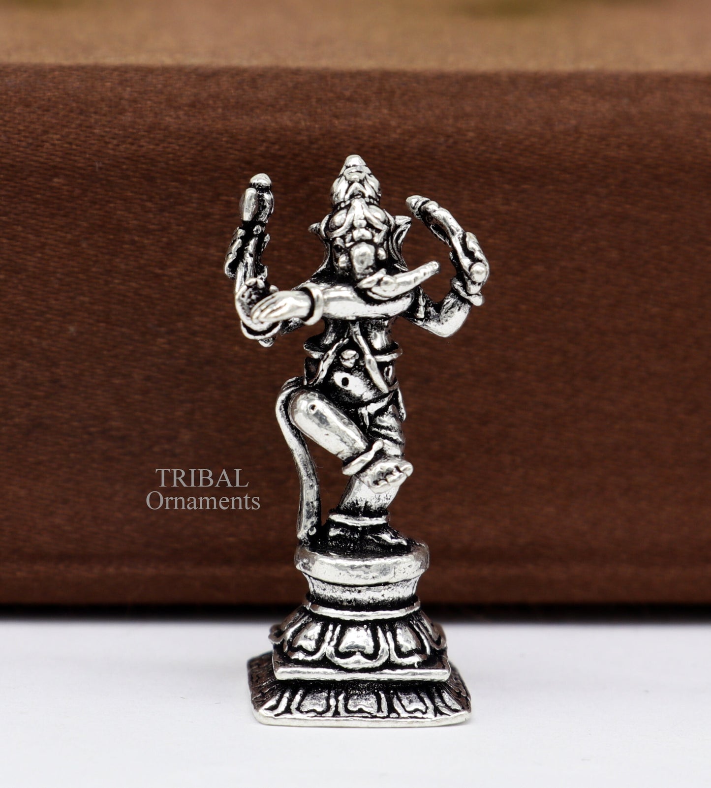 925 Sterling silver Lord Ganesh Idol small dancing style statue Figurine, handcrafted Lord Ganesh statue sculpture Diwali puja gift art510