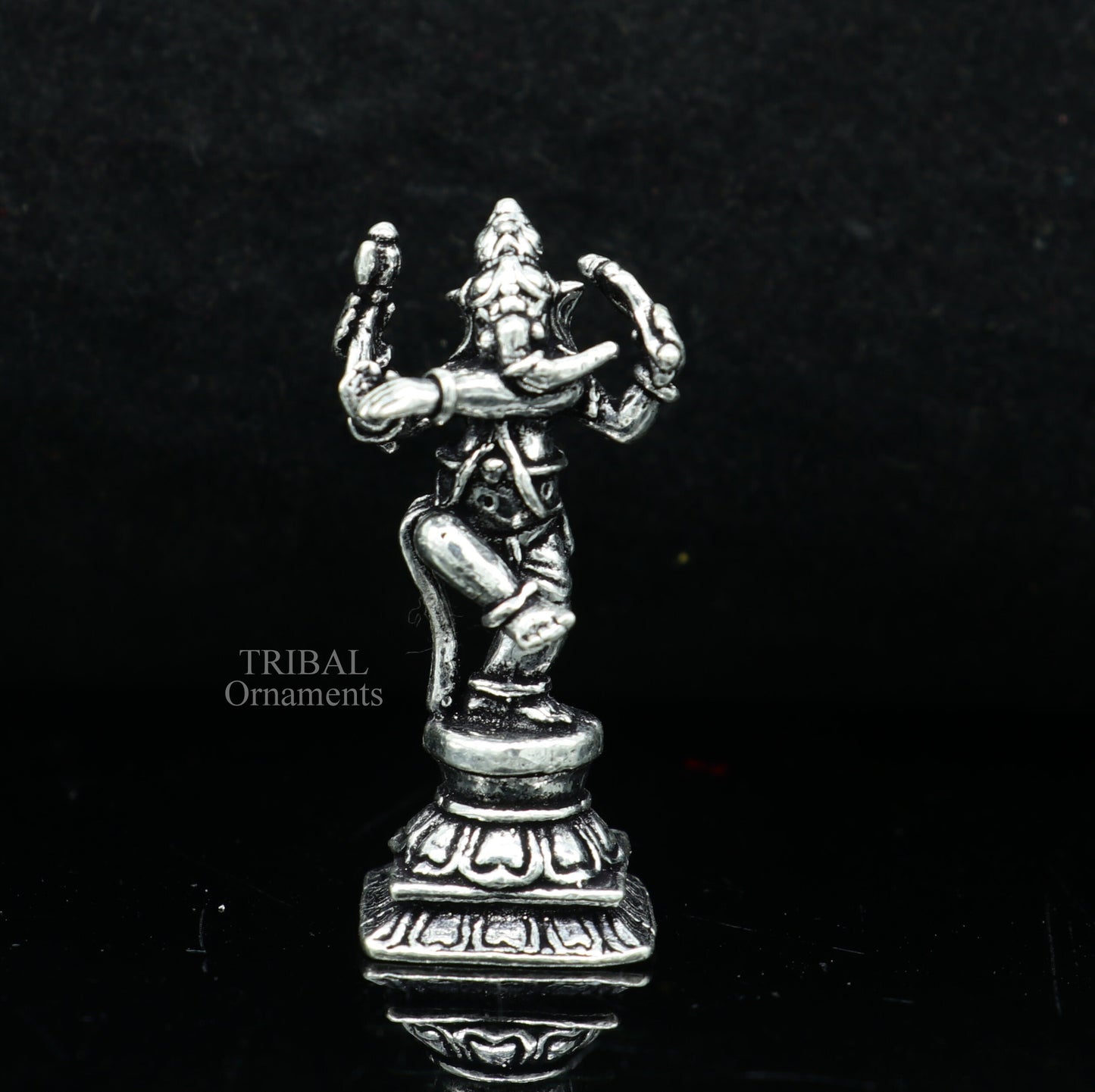 925 Sterling silver Lord Ganesh Idol small dancing style statue Figurine, handcrafted Lord Ganesh statue sculpture Diwali puja gift art510