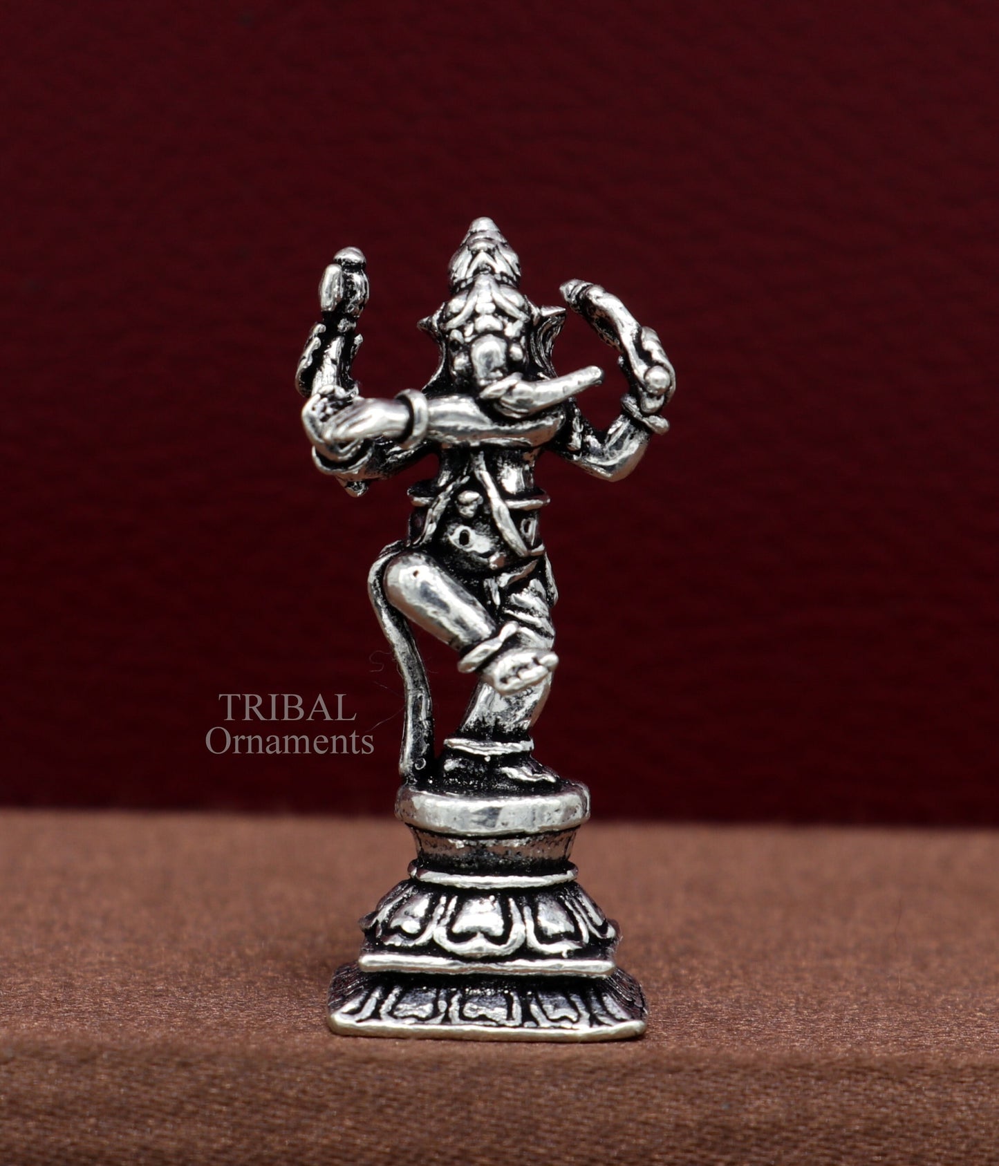 925 Sterling silver Lord Ganesh Idol small dancing style statue Figurine, handcrafted Lord Ganesh statue sculpture Diwali puja gift art510