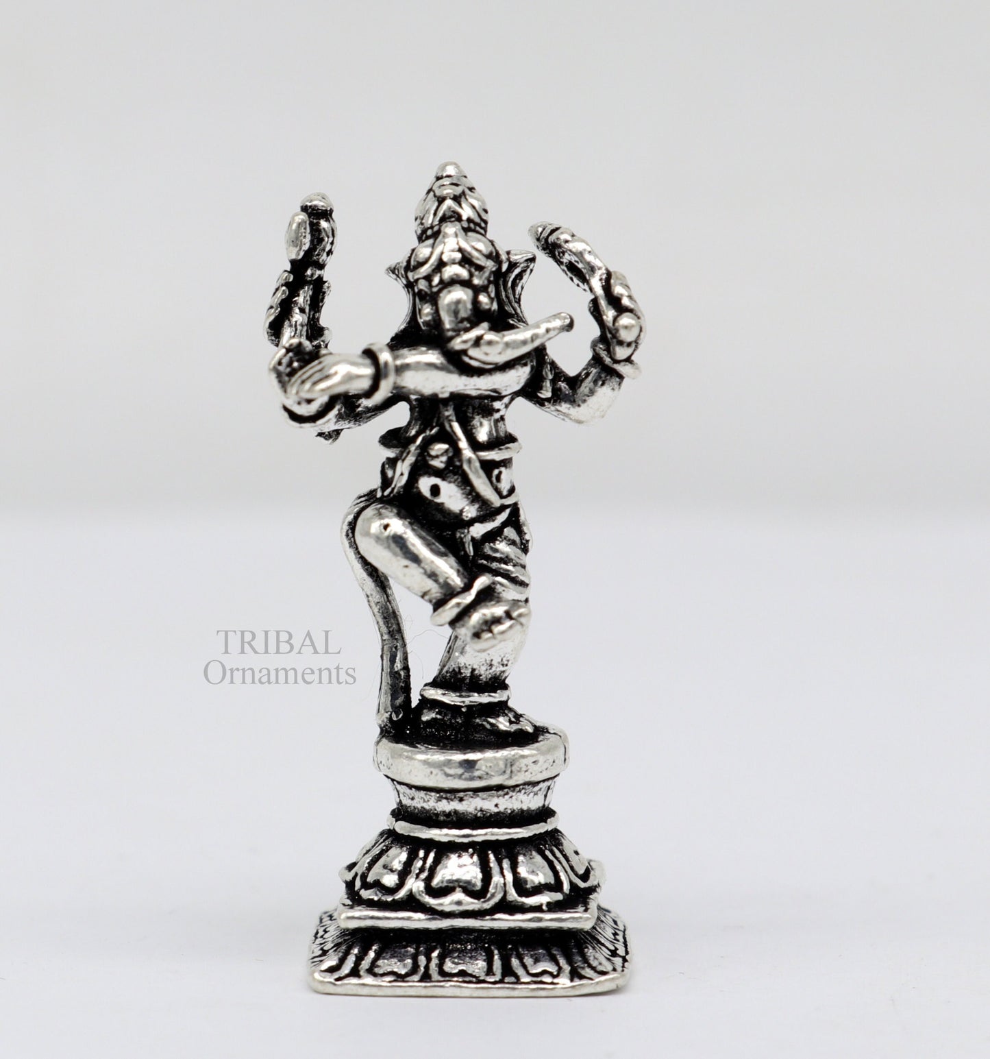 925 Sterling silver Lord Ganesh Idol small dancing style statue Figurine, handcrafted Lord Ganesh statue sculpture Diwali puja gift art510