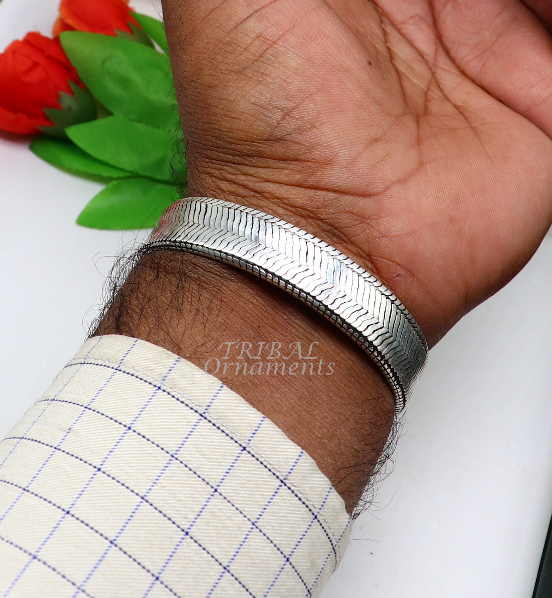925 sterling silver handmade gorgeous vintage design solid wheat chain flexible bracelet belt unisex jewelry from Rajasthan India sbr409 - TRIBAL ORNAMENTS