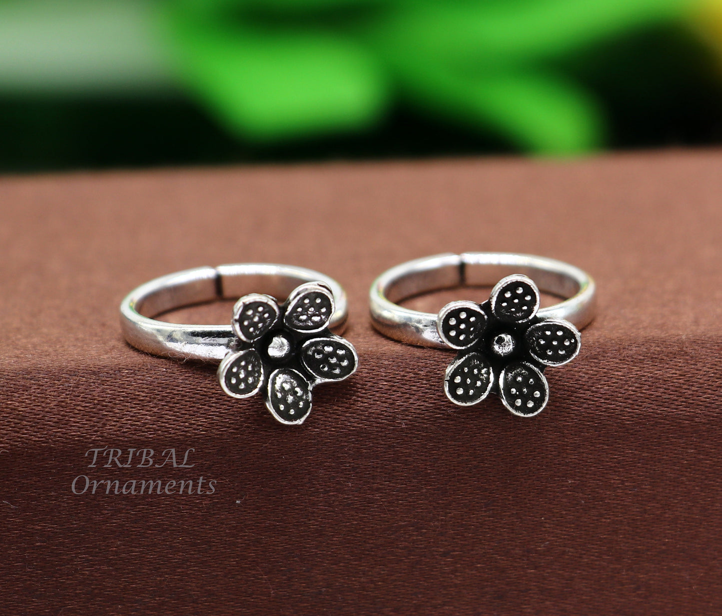 925 sterling silver elegant floral design handmade toe ring, toe band stylish modern women's brides jewelry, india traditional jewelry ytr43 - TRIBAL ORNAMENTS