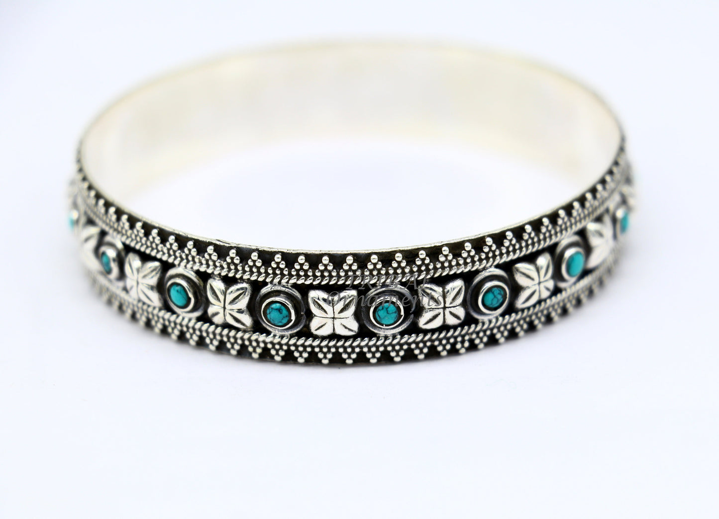 925 sterling silver customized vintage antique design turquoise stone bangle bracelet kada, best gift for brides ethnic jewelry nba338