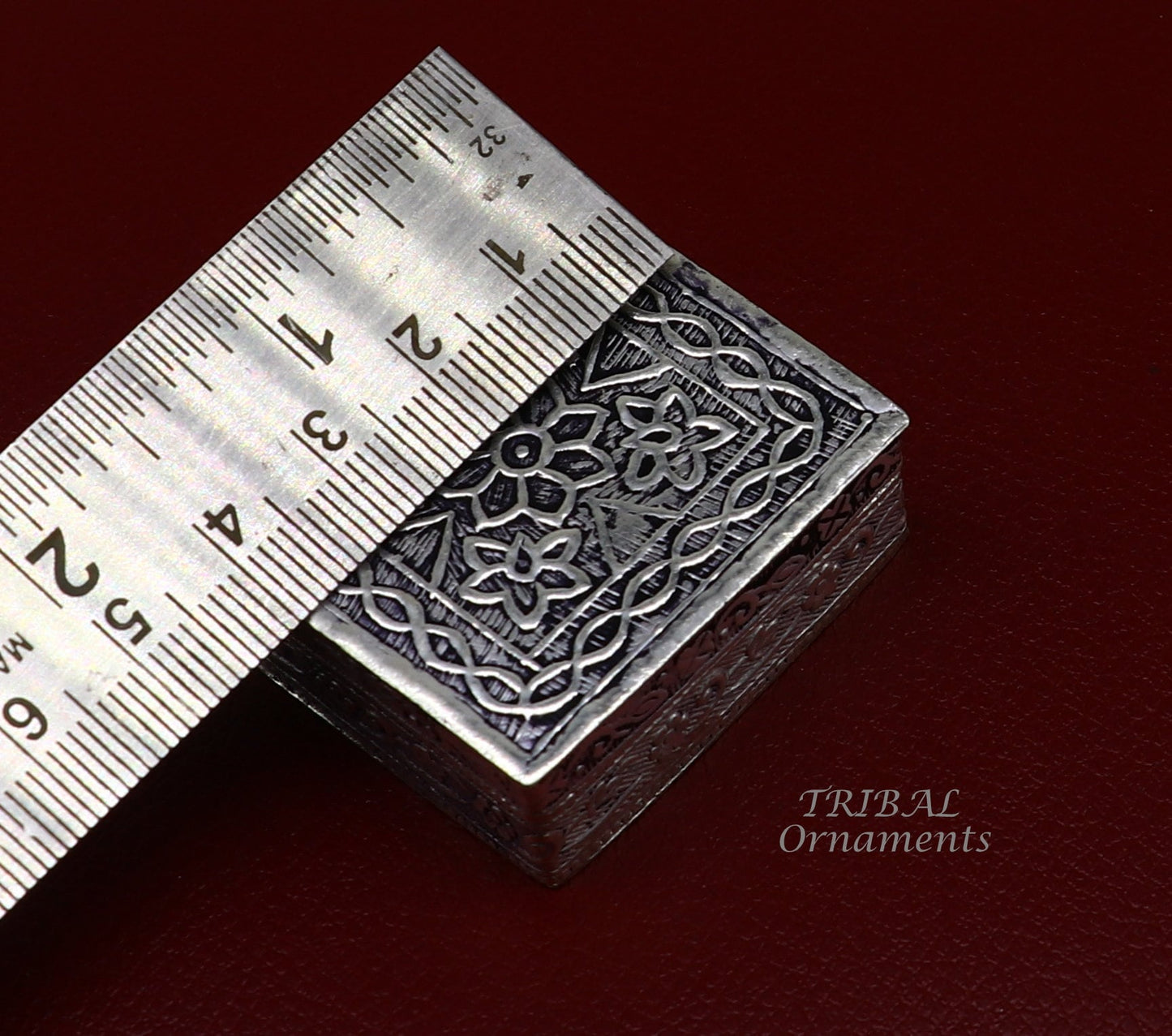 925 sterling silver trinket box, kajal box/casket box bridal square shape box collection, container box, eyeliner box gifting art stb713 - TRIBAL ORNAMENTS