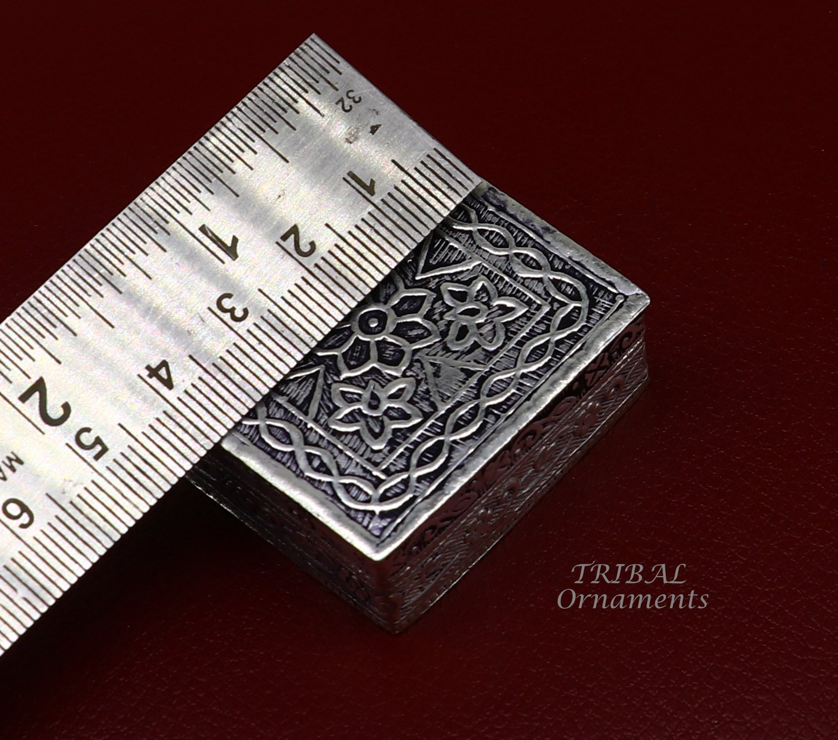 925 sterling silver trinket box, kajal box/casket box bridal square shape box collection, container box, eyeliner box gifting art stb713 - TRIBAL ORNAMENTS