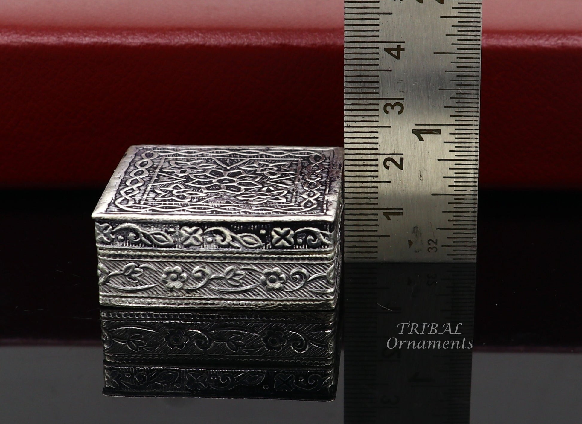 925 sterling silver trinket box, kajal box/casket box bridal square shape box collection, container box, eyeliner box gifting art stb713 - TRIBAL ORNAMENTS